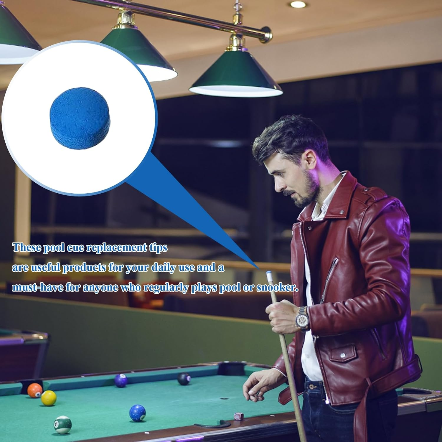 BNXF 25 Pcs 10Mm Pool Tips Snooker Tips,Leather Pool Cue Tips Billiard Tips,Snooker Cue Replacement Tips Pool Stick Tips,Blue Diamond Snooker Cue Tips,Cue Tips for Pool Cues and Snooker(Blue) image number 3