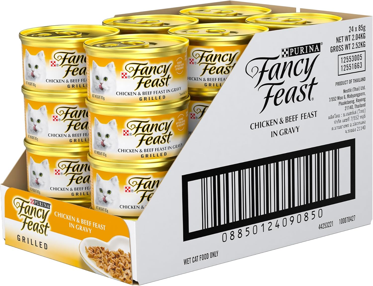 Fancy Feast Grilled Adult Wet Cat Food Grilled Chicken & Beef Feast in Gravy 24X85G image number 6