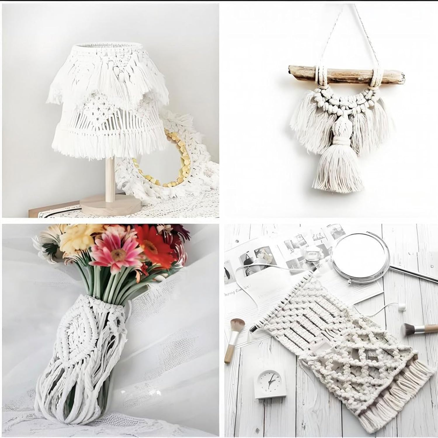 MYTOAU Natural Cotton Rope 0.39 Inch X 53FT, 3 Strand Twisted Cotton Cord, Unbleached Cotton Cord Macrame Rope for Crafts, Sporting, Decorating, Railings, Home Decor and Etc (White) image number 6