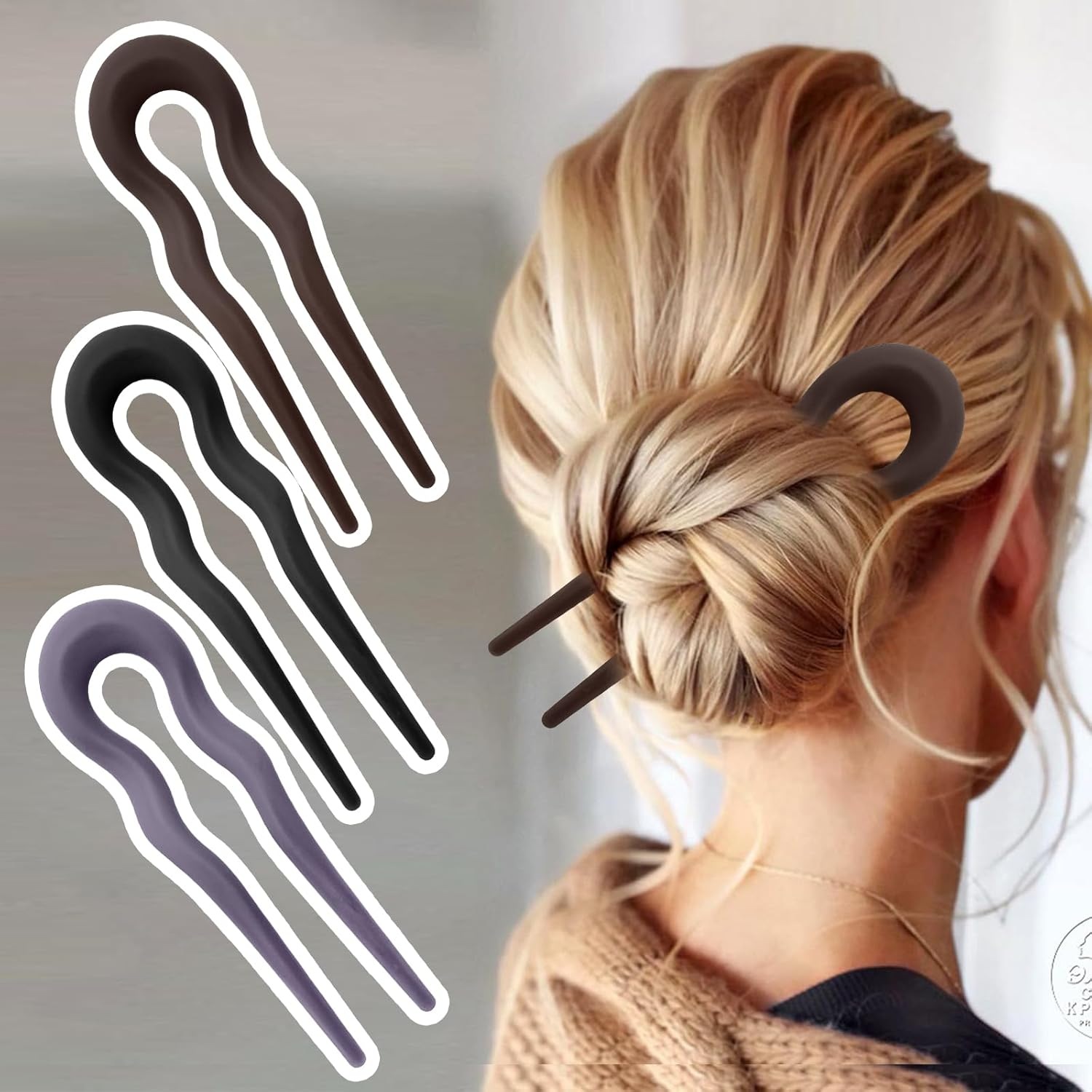 BUOKSLLY Pack of 3 U-Shaped French Hair Pin, Hair Pin, U-Shaped Hair Accessories, Women'S Hair Clips for Updos, ABS Material, Versatile, Elegant Hair Accessories