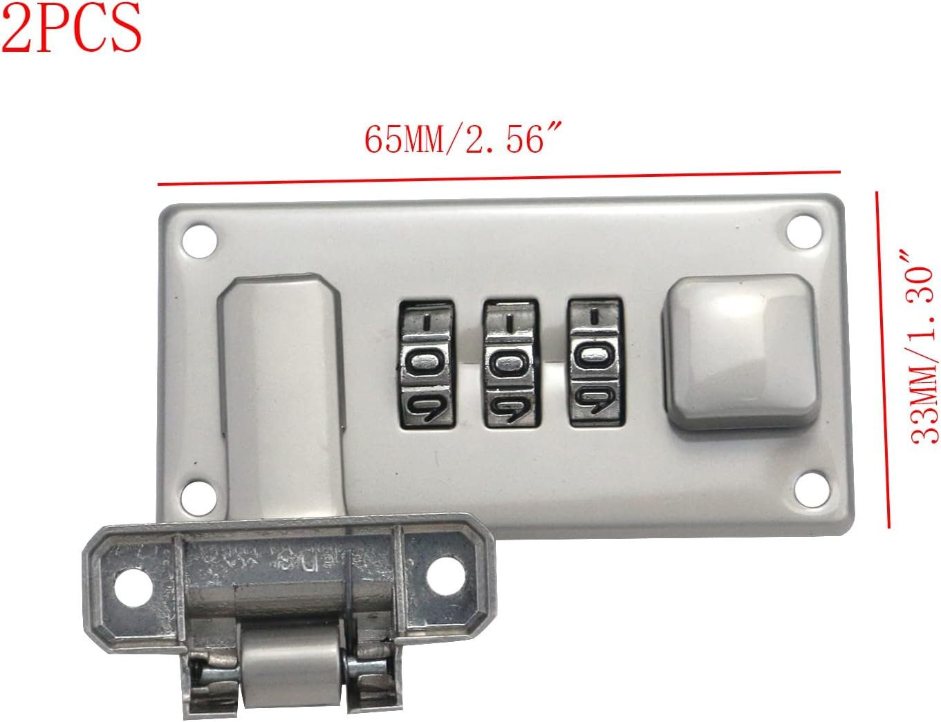 2 Vanity Case Buckle, Luggage Combination Lock, Toolbox Buckle with Combination Lock, 3 Position Password Lock (Pearl Nickel)