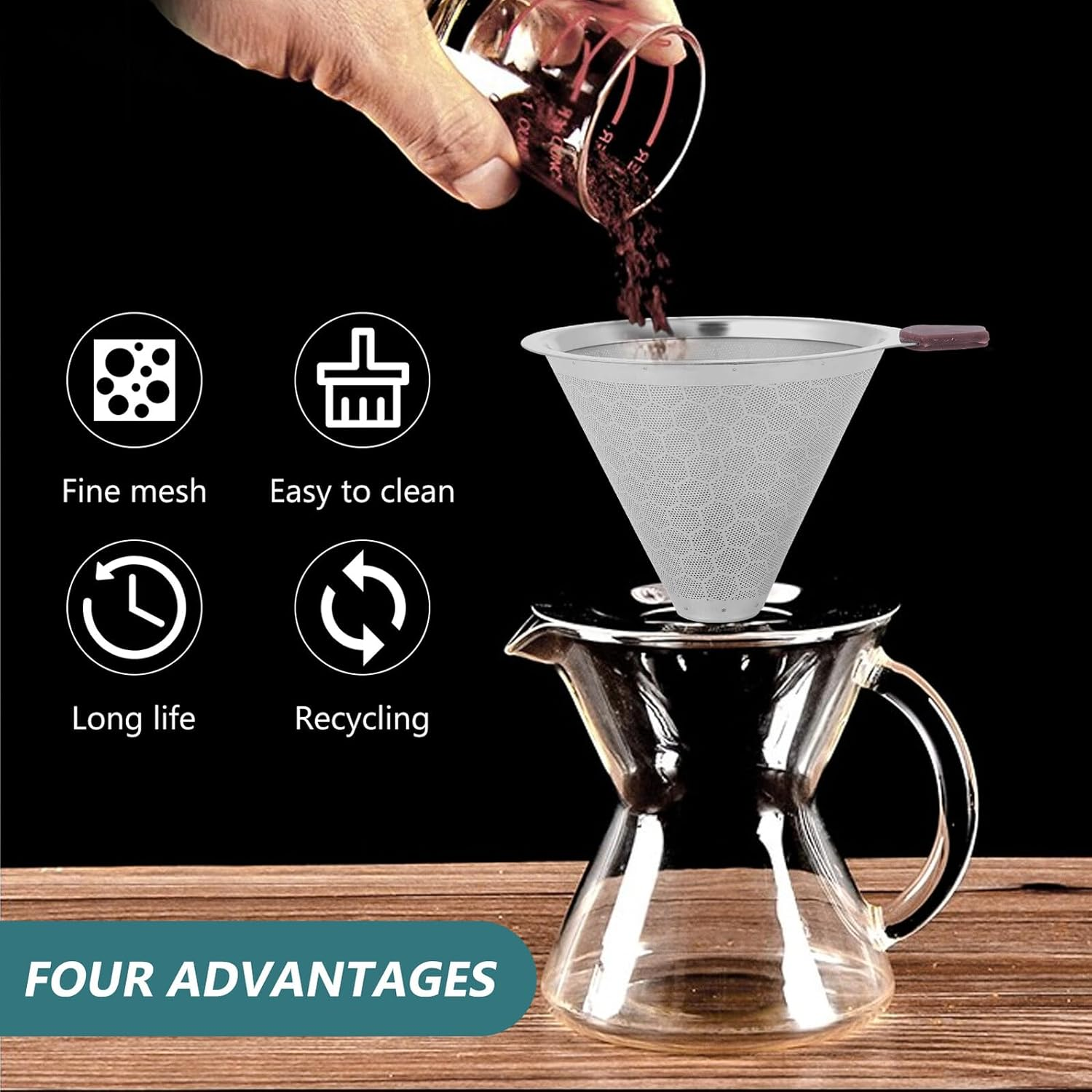 Ipetboom Stainless Steel Coffee Filter Tea Dripper Steel Mesh Cups Home Cafe Shop Use Random Style image number 5