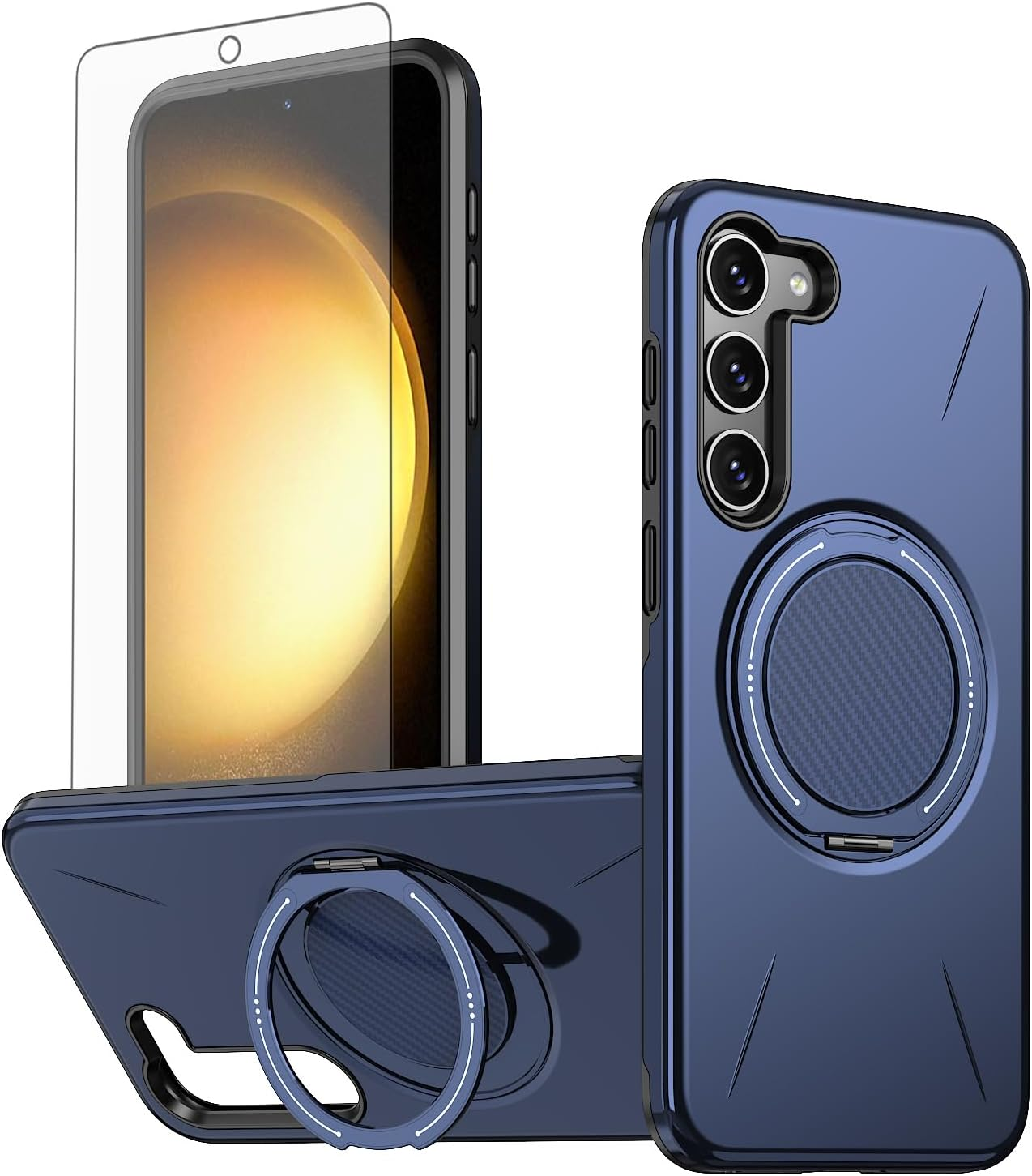 Asuwish Phone Case for Samsung Galaxy S23 plus S23+ 5G Magnetic Cell Cover with Screen Protector and Shockproof Hybrid Stand Ring Hard Holder S23Plus 23S + S 23 23+ SM-S916U 6.6 Inch Women Men Green