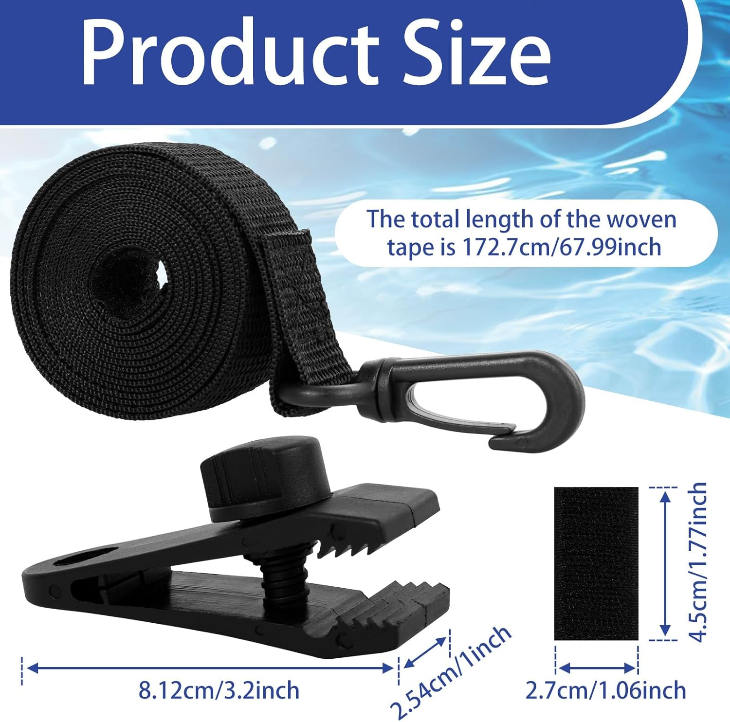 24Pcs Pool Solar Cover Reel Attachment Adjustable Strong Grip Pool Solar Blanket Strap Kit for Outdoor Garden Yard (Black,1 Set) image number 6