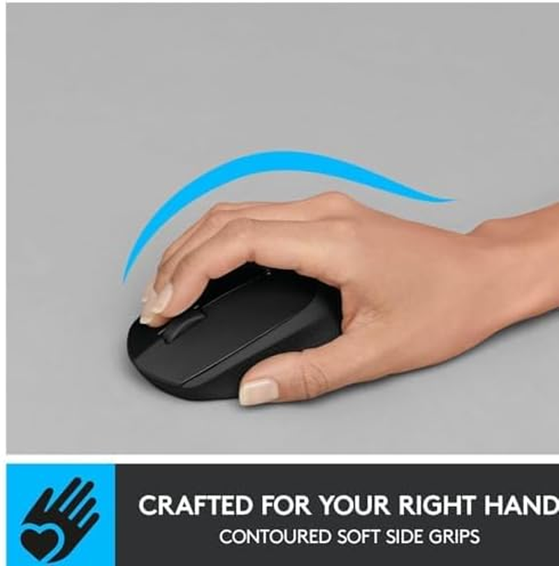 Original M330 Silent plus Wireless Mouse &ndash; Enjoy Same Click Feel with 90% Less Click Noise, 18 Months Battery Life, Ergonomic Right-Hand Shape, Compatible with PC, Mac, Laptop, Chromebook - Black