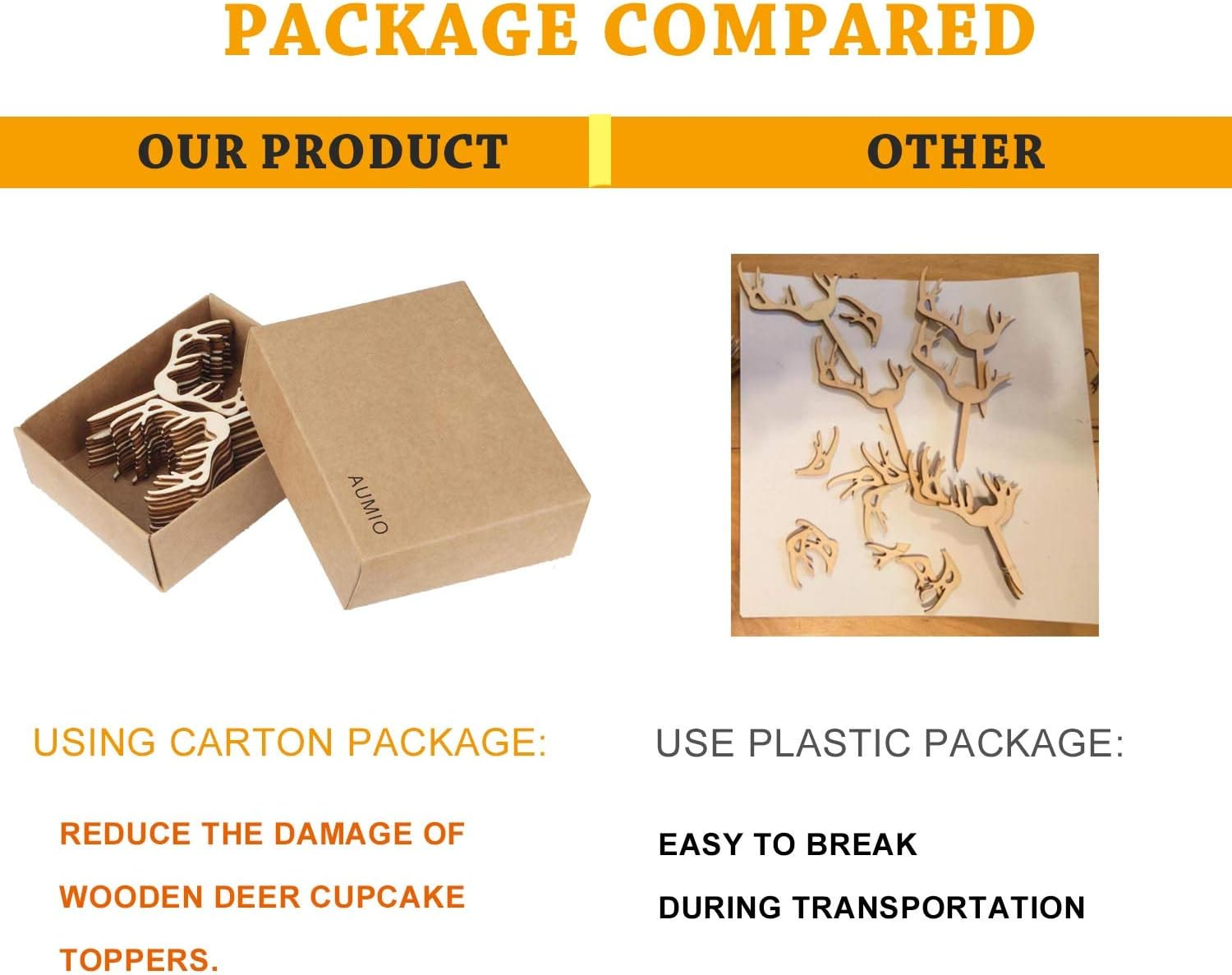 Deer Cupcake Toppers Wooden Woodland Antler Baby Shower Cake Picks Party Decorations Wedding Hunting Boho Rustic Country Birthday Party Supplies Set of 24 image number 3