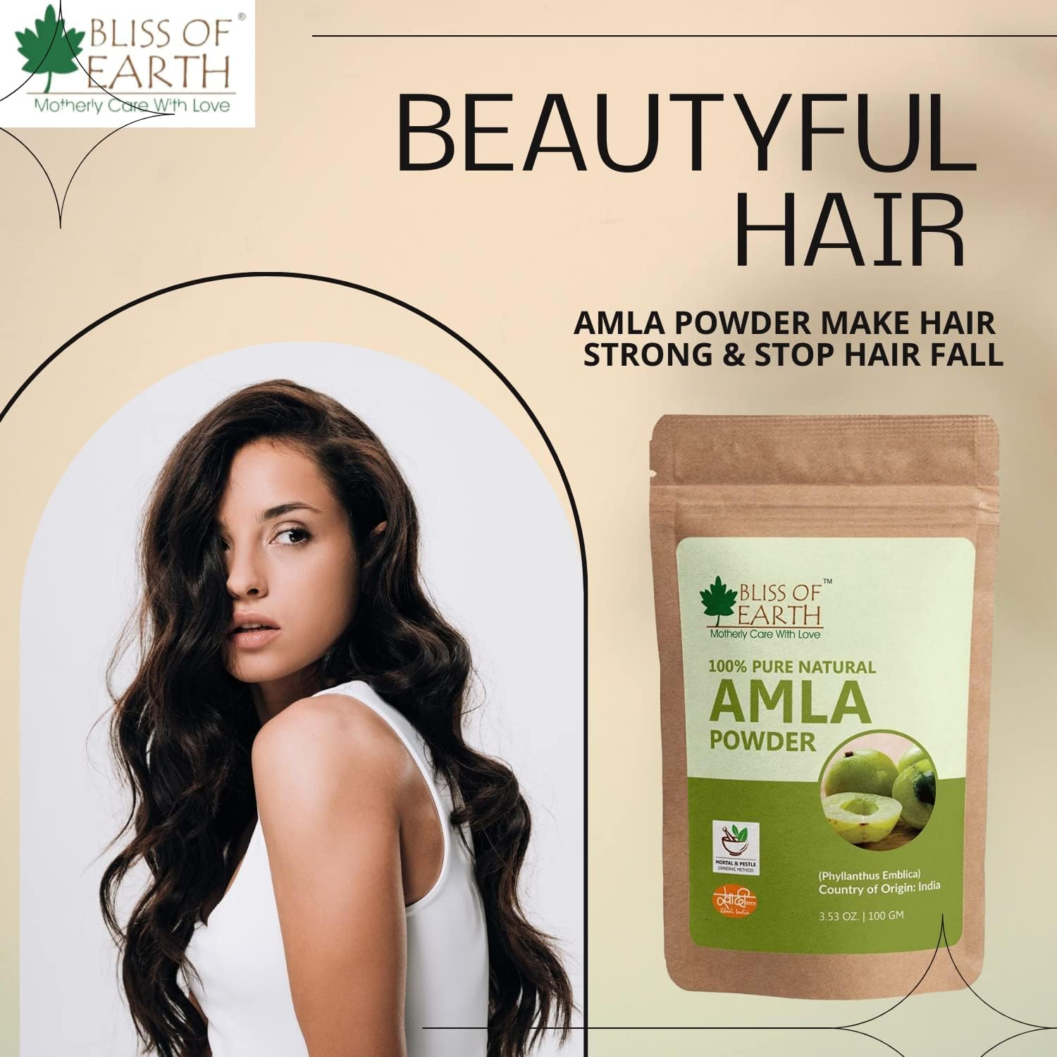 Bliss of Earth Amla, Reetha, Bhringraj, Shikakai, and Hibiscus Powder for Hair Growth & Hair Mask 100Gm Pack of 5