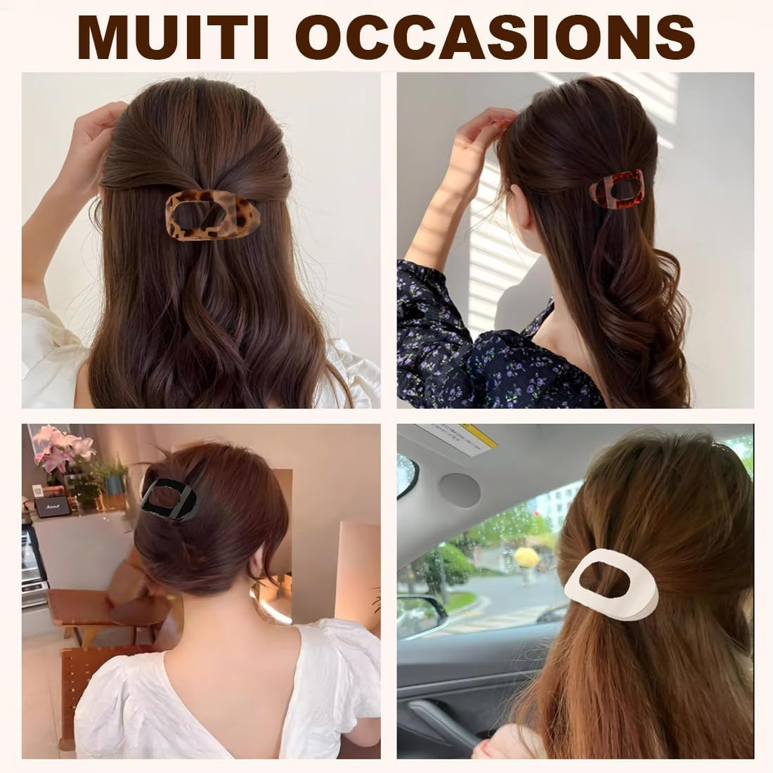 IKOPFLN Pack of 4 Hair Clips for Women, Hair Clips Women, French Hair Clips, Women, Flat Secure Hold Inner Teeth Hair Claws, Gift Hair Accessories for Women image number 2