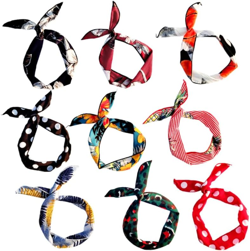 OATIPHO Pack of 9 Metal Wire Bands, Wist Bow Wired Hair Bands, Yoga Head Wraps, Sports, Elegant, Hair Accessories for DIY, Adjustable image number 3