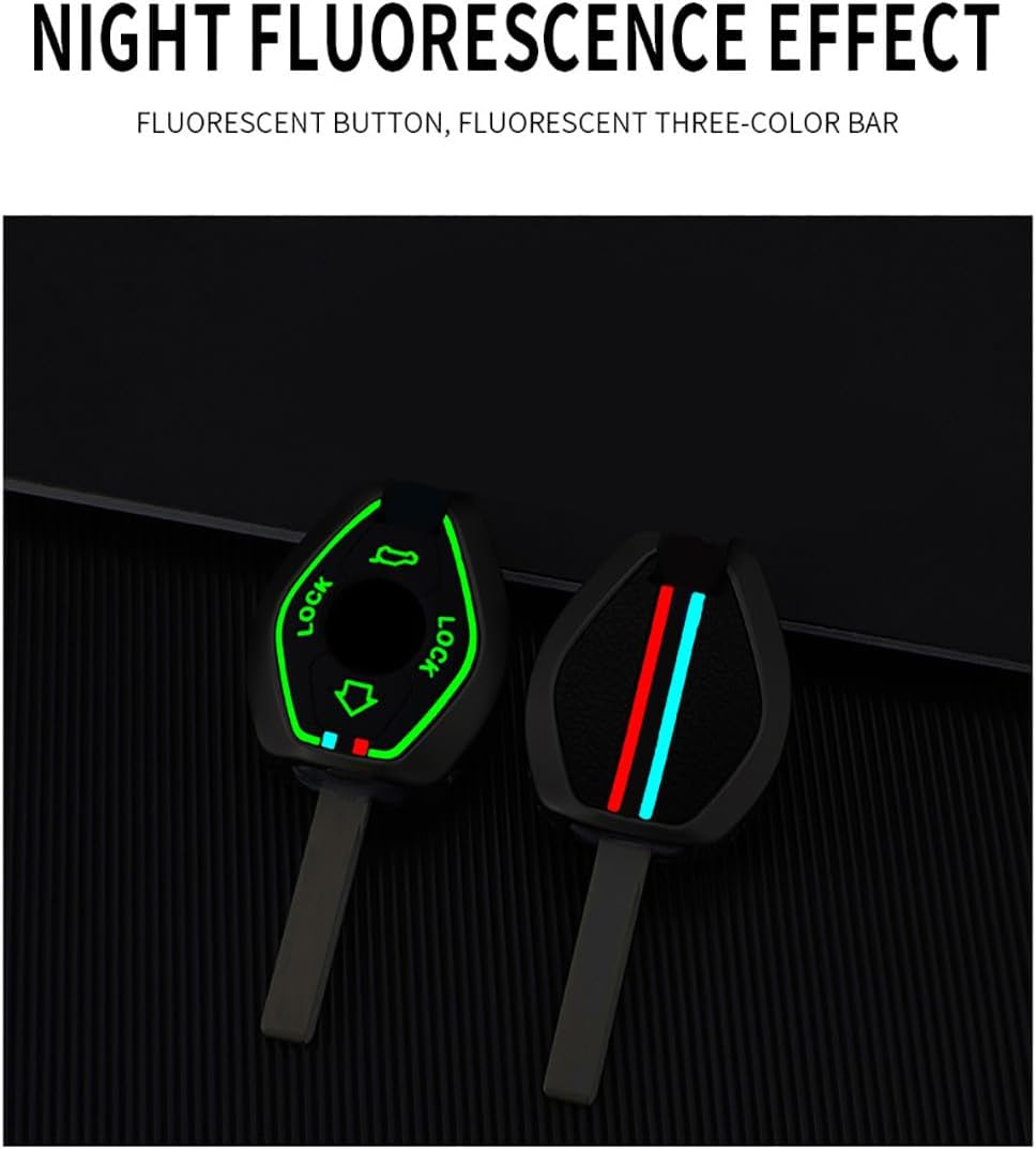 Ontto Alloy Car Key Fob Cover Fit for BMW X3 X5 Z3 Z4 3 5 7 Series E38 E39 E46 E83 1998-2005 Smart Key Case Keyring Silicone Key Shell Holder Bag Keychain Full Protection Accessories Black B - B-Black image number 6