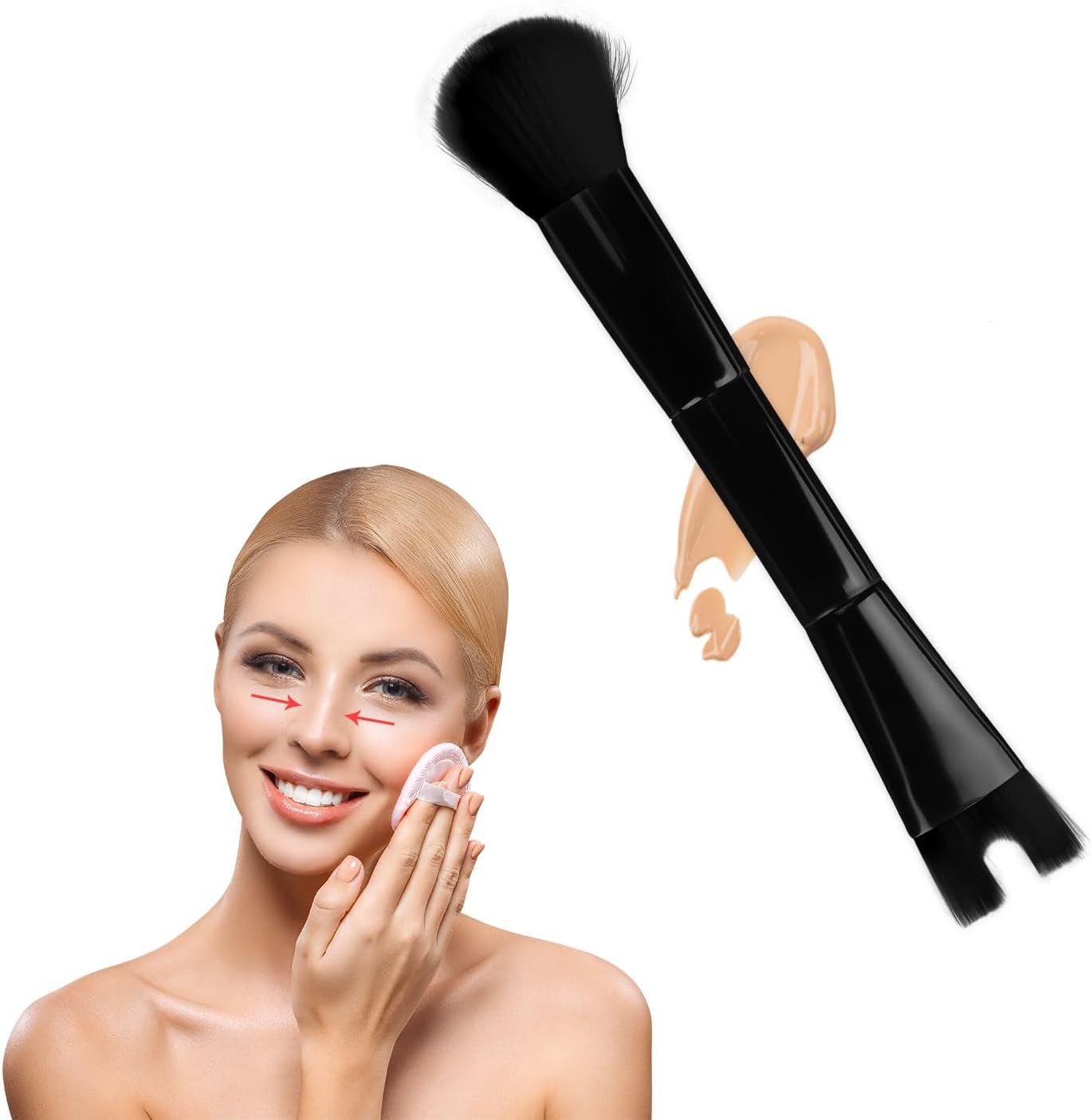 Nose Contour Brush, U Shaped Makeup Brush Dual End Nose Contour Brush Pro Contour Duo Brush for Sculpting and Defining Nose Cheek Bones Contour (Black) image number 6