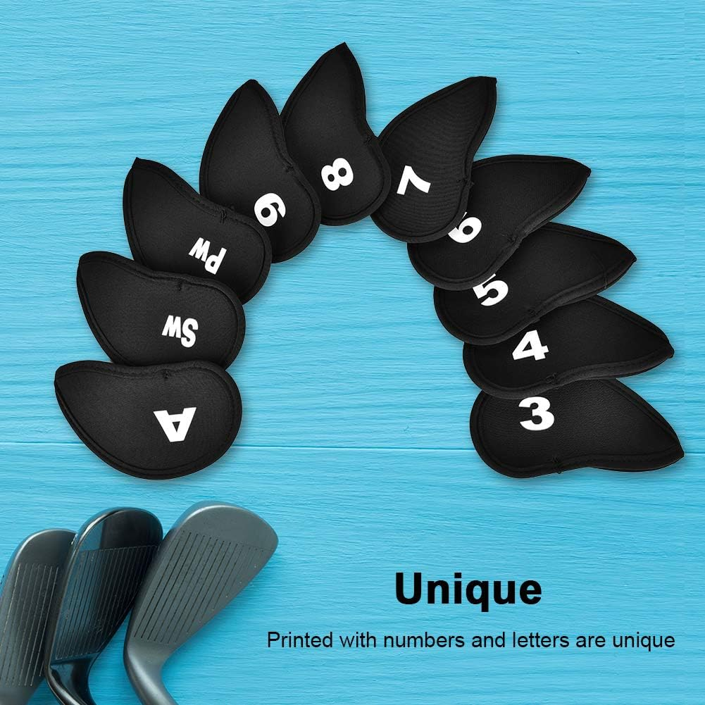 Iron Cover, Neoprene Durable Head Protect Cover, 10Pcs for Beginners with Numbers Letters Lover(Black) image number 3