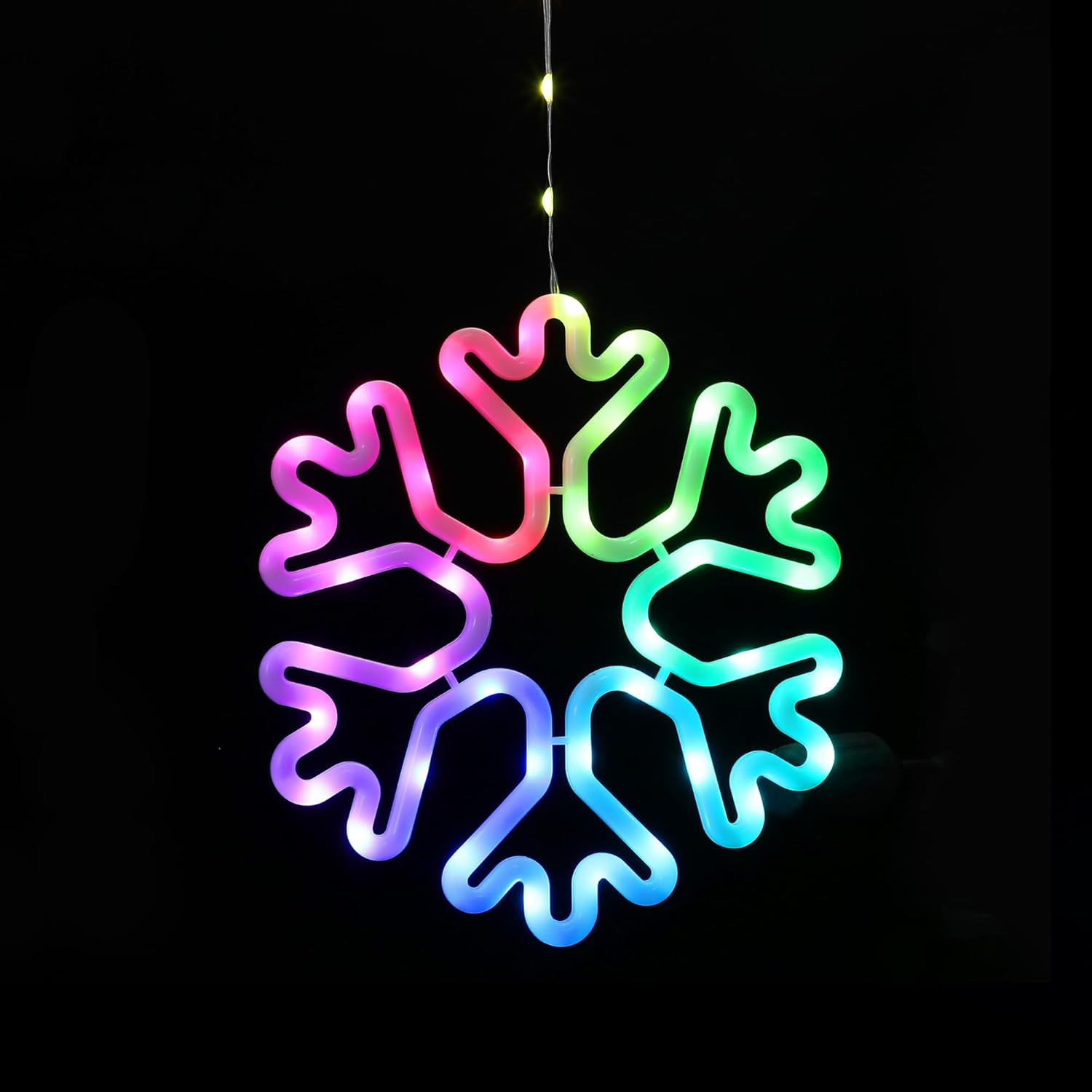 Lexi Lighting 27CM RGB Snowflake Window Display, Battery Operated, 12 Modes with Timer Function, LED Xmas Lighted Decorations for Party, Birthday, Wedding, Holiday, Indoor Use image number 2