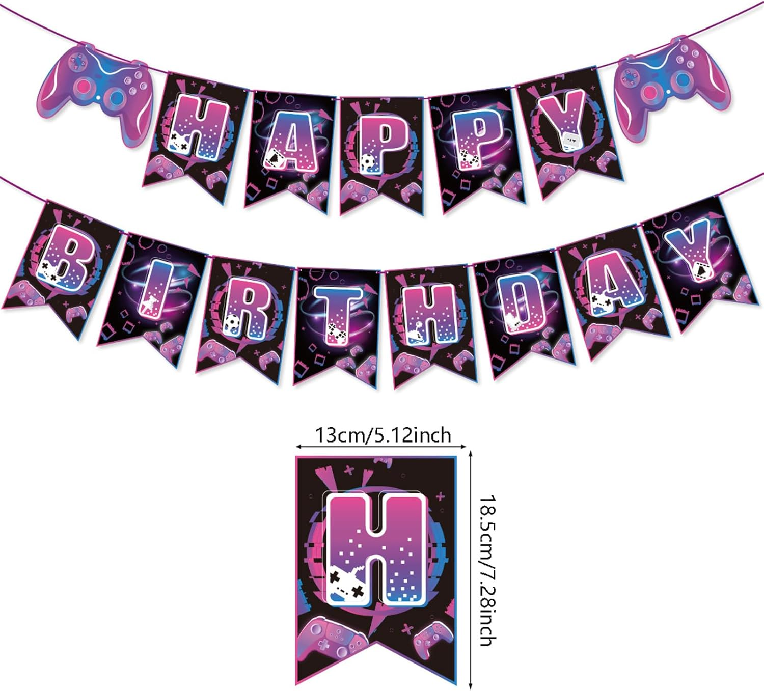 Video Game Birthday Party Decorations Game on Party Supplies Gaming Birthday Decoration Including Happy Birthdays Banner, Latex Balloons and Cake Decorations image number 5