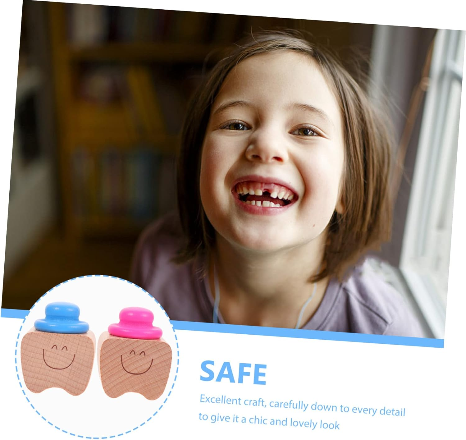 4Pcs Keepsake Organizer Wooden Tooth Holders for First Tooth Storage Durable Supplies Unique Present for Shower Birthday image number 4