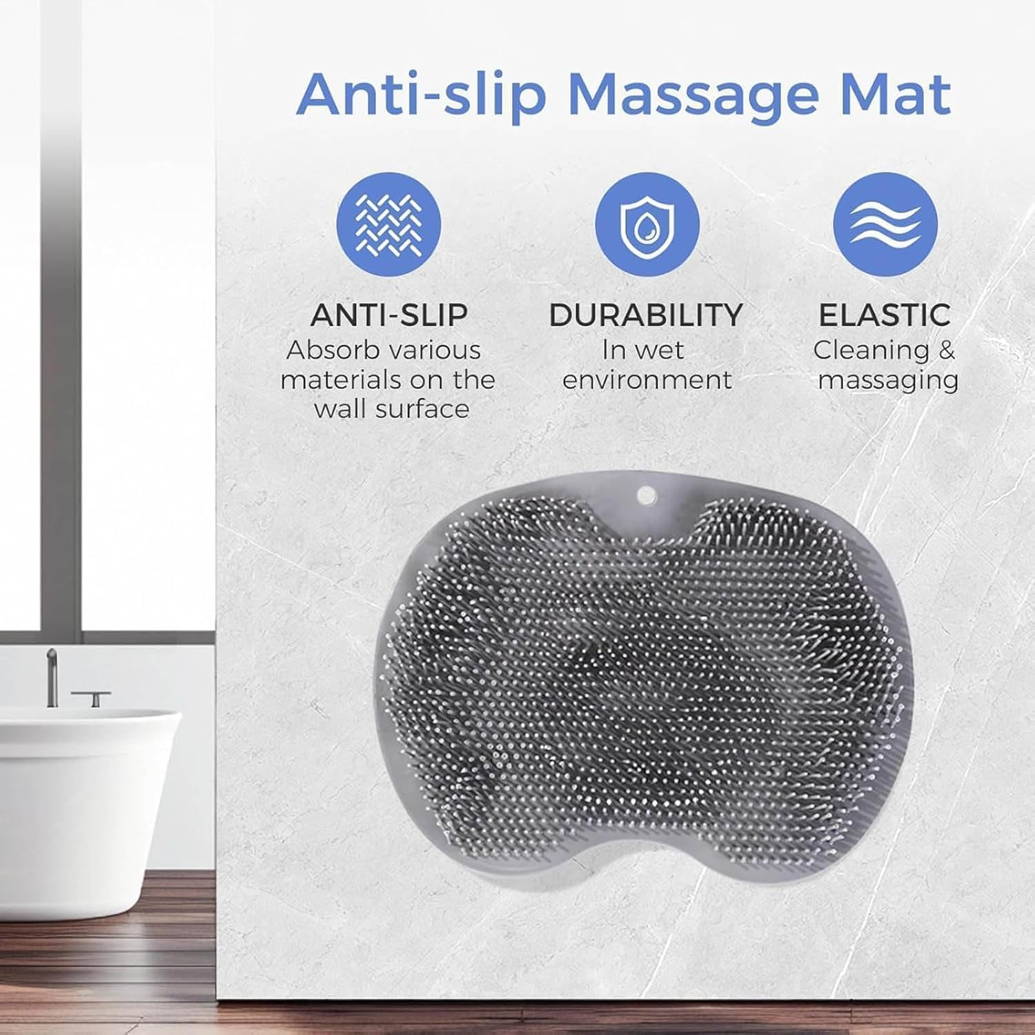 Solespa Hands-Free Silicone Foot Scrubber Mat, Shopellox Foot Scrubber, Foots Washer for Shower with Suction Cup Mount, for Cleaning Exfoliation Foot-Spa without Bending (B) - C image number 7