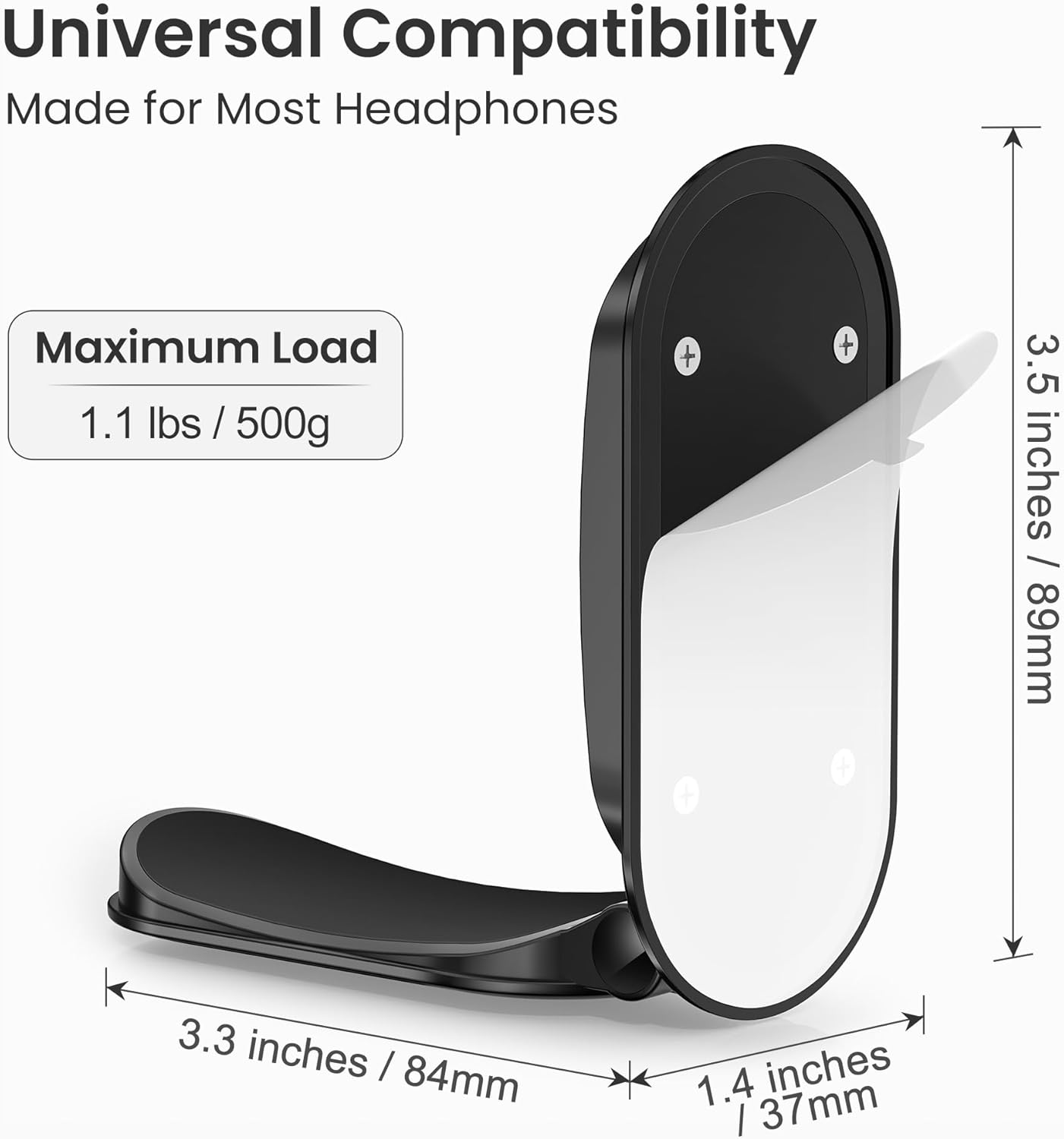 Itramax Wall Mount Headphone Hanger,Adhesive Headset Holder under Desk,2 Pack Magnetic Headphone Monitor Stand Hook, Foldable Sticky PC Gaming Headset Earphone Clamp for Airpods Max,Hyperx,Xbox-Black image number 5