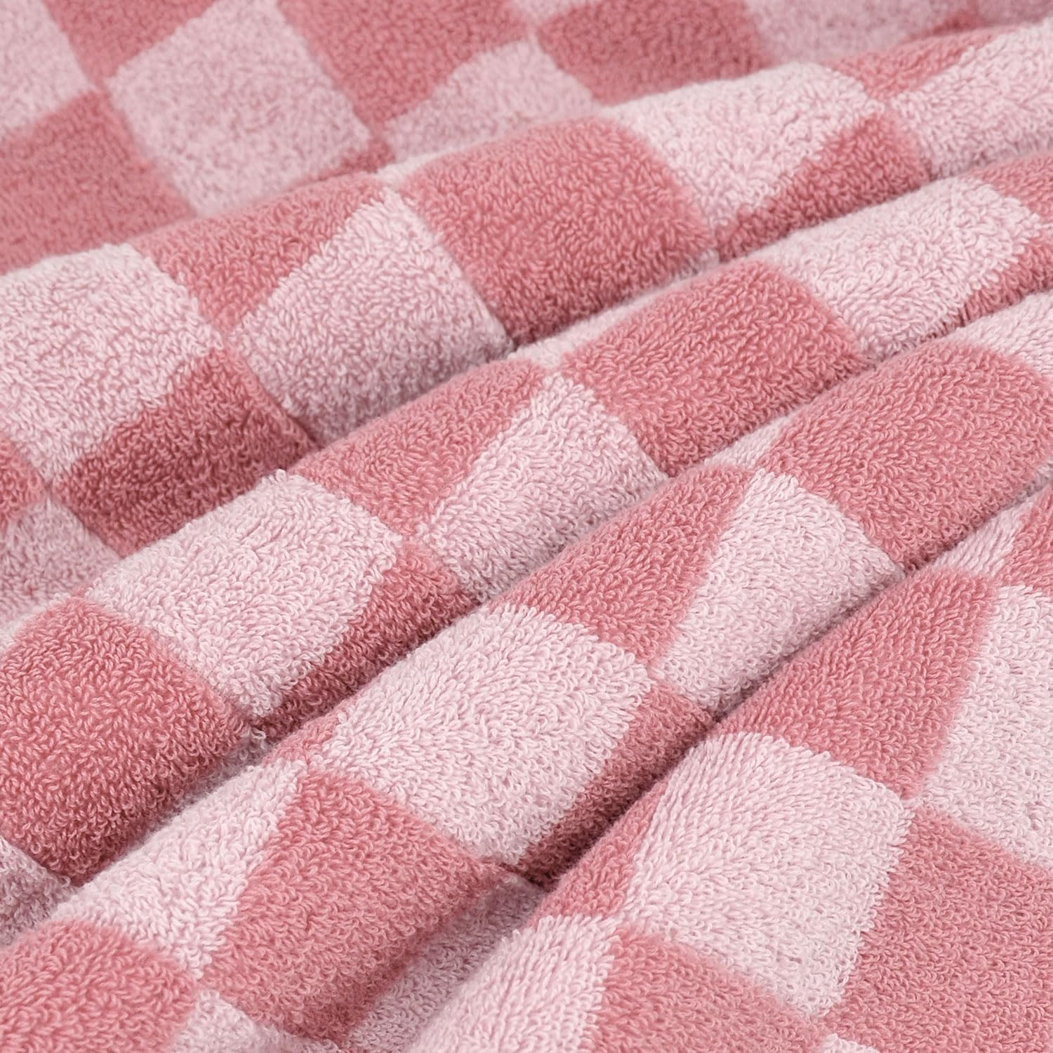 Jacquotha Soft Bath Towels for Bathroom Beach Pool (Pink Checkered), Quick Dry Cotton Shower Towels Set of 2, Cute Funny for Her Women Girls, 27.5X55 Inches image number 2