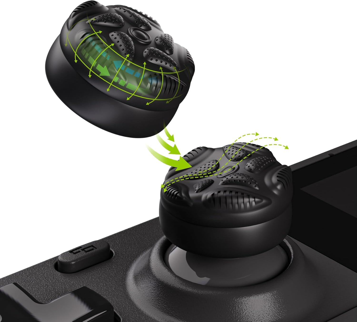 Playvital Thumb Grips for Steam Deck LCD & OLED (4-Pack), Thumb Cushion Caps with Anti-Slip Texture, Height-Boost Joystick Cover for Steam Deck Accessories - Raindrop Texture Black image number 6