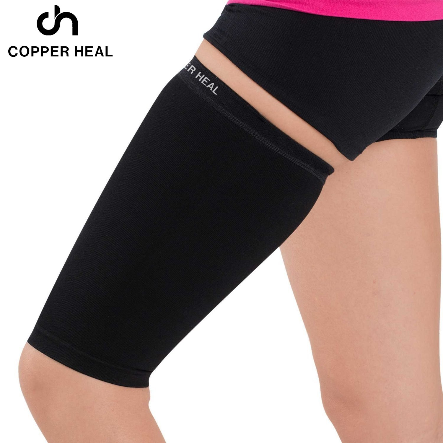 Thigh Compression Recovery Sleeve by COPPER HEAL - Sore Pulled Hamstring and Groin Strain Sprains Tendonitis Injury Quadriceps Muscle Tear Quad Support Sports Workout Soccer image number 3