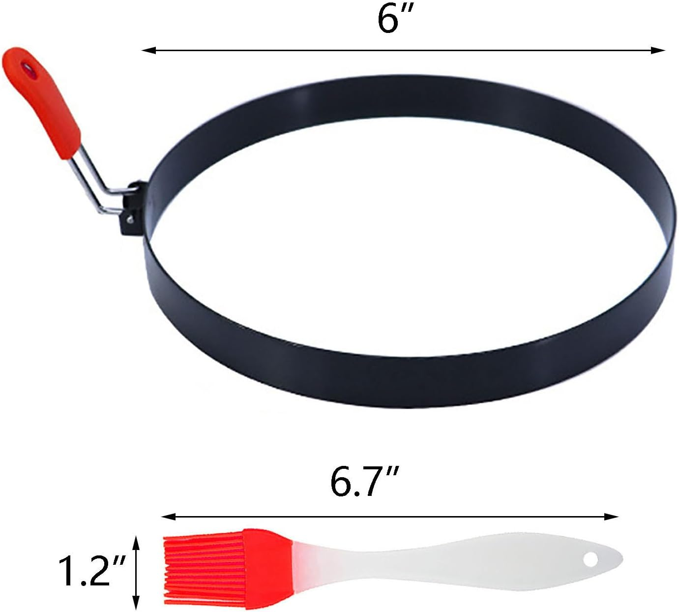 Egg Pancake Rings Mold, 2 Pack 6" round Pancake Shaper Egg Mold Omelet Ring Stainless Steel Frying Eggs Ring with Silicone Handle for Griddle Sandwich Eggs Muffin Pancakes Burger Breakfast
