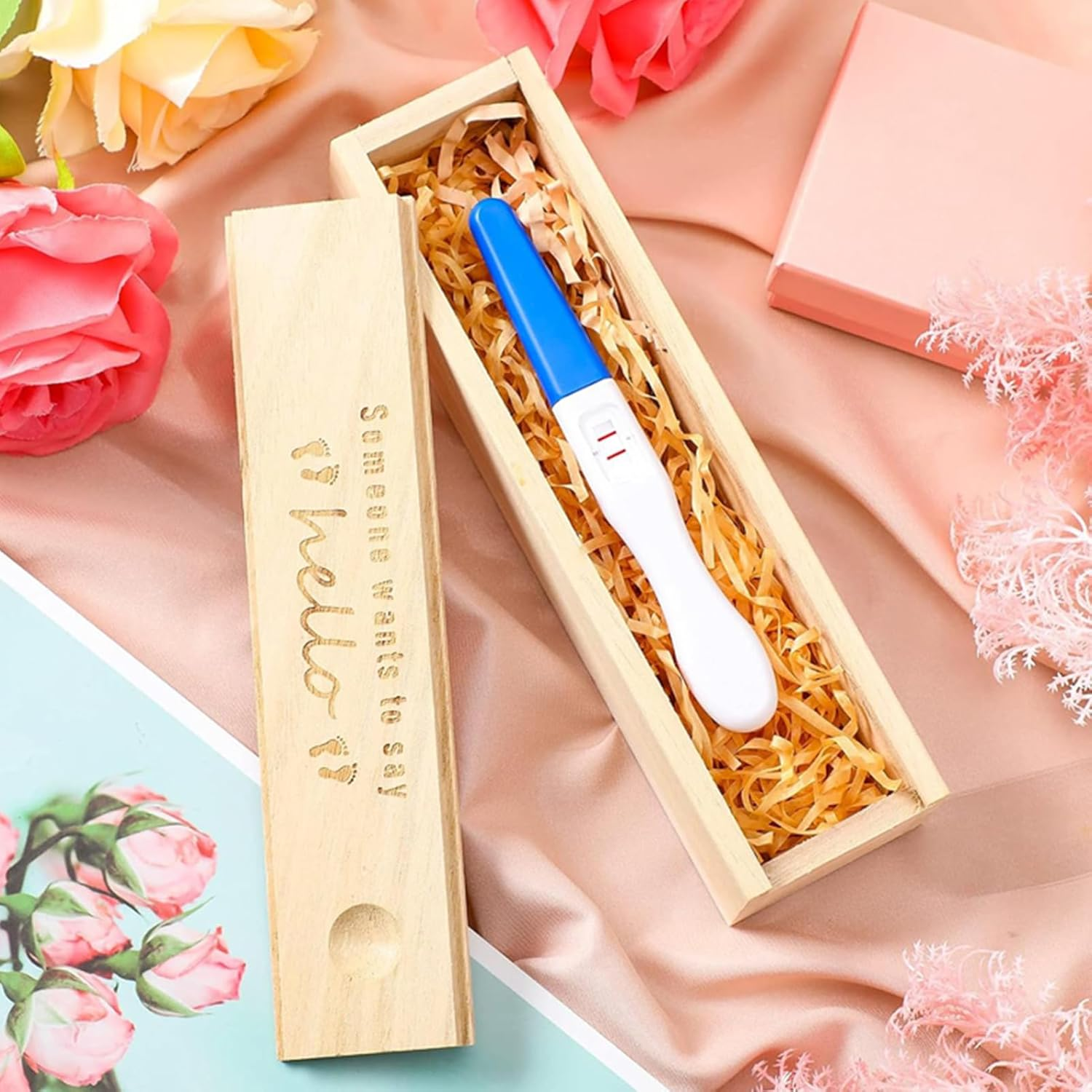 Pregnancy Test Keepsake Storage Box &ndash; Stylish Baby Announcement Holder for Parents, Husband | Baby Souvenir Collection Box image number 1