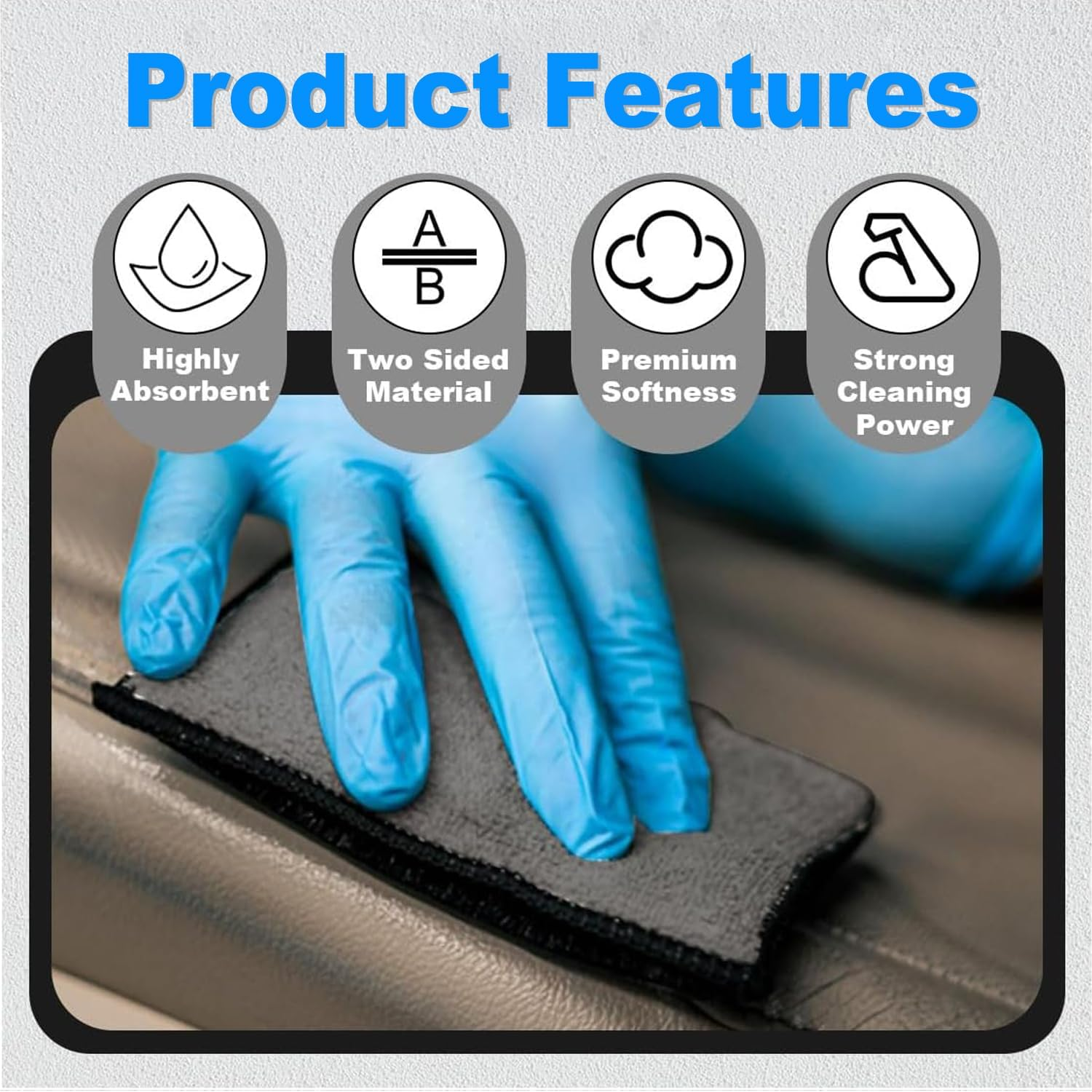 4 PCS Car Interior Cleaning Sponge Microfibre Scrubbing Pads Auto Detailing Scrub Pads for Plastic Leather Upholstery Cleaning image number 6