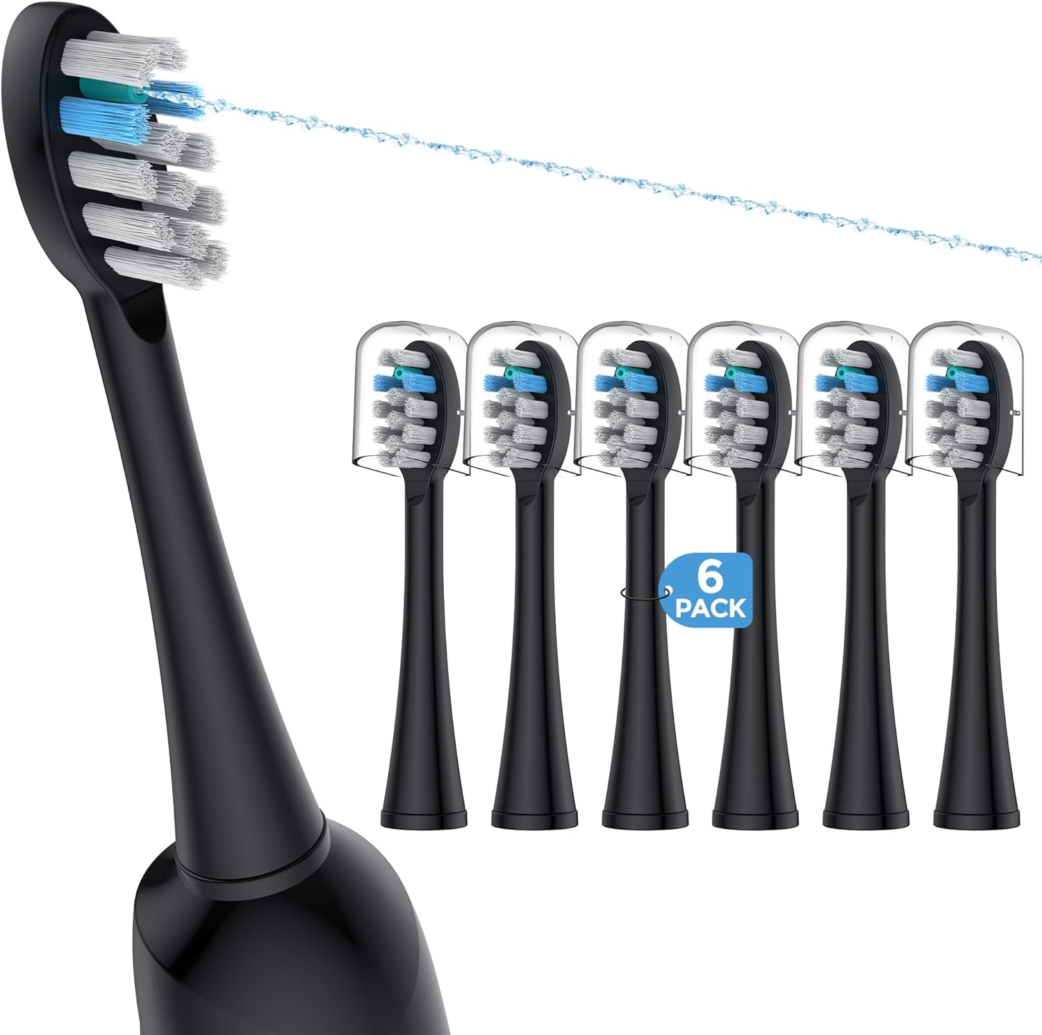 Fitmount 6 Pack Toothbrush Replacement Heads Compatible with Waterpik Sonic Fusion 2.0, Fitmount Flossing Brush Head Fit for Water-Pic SF-01W SF-02W and 2.0 SF-03 SF-04