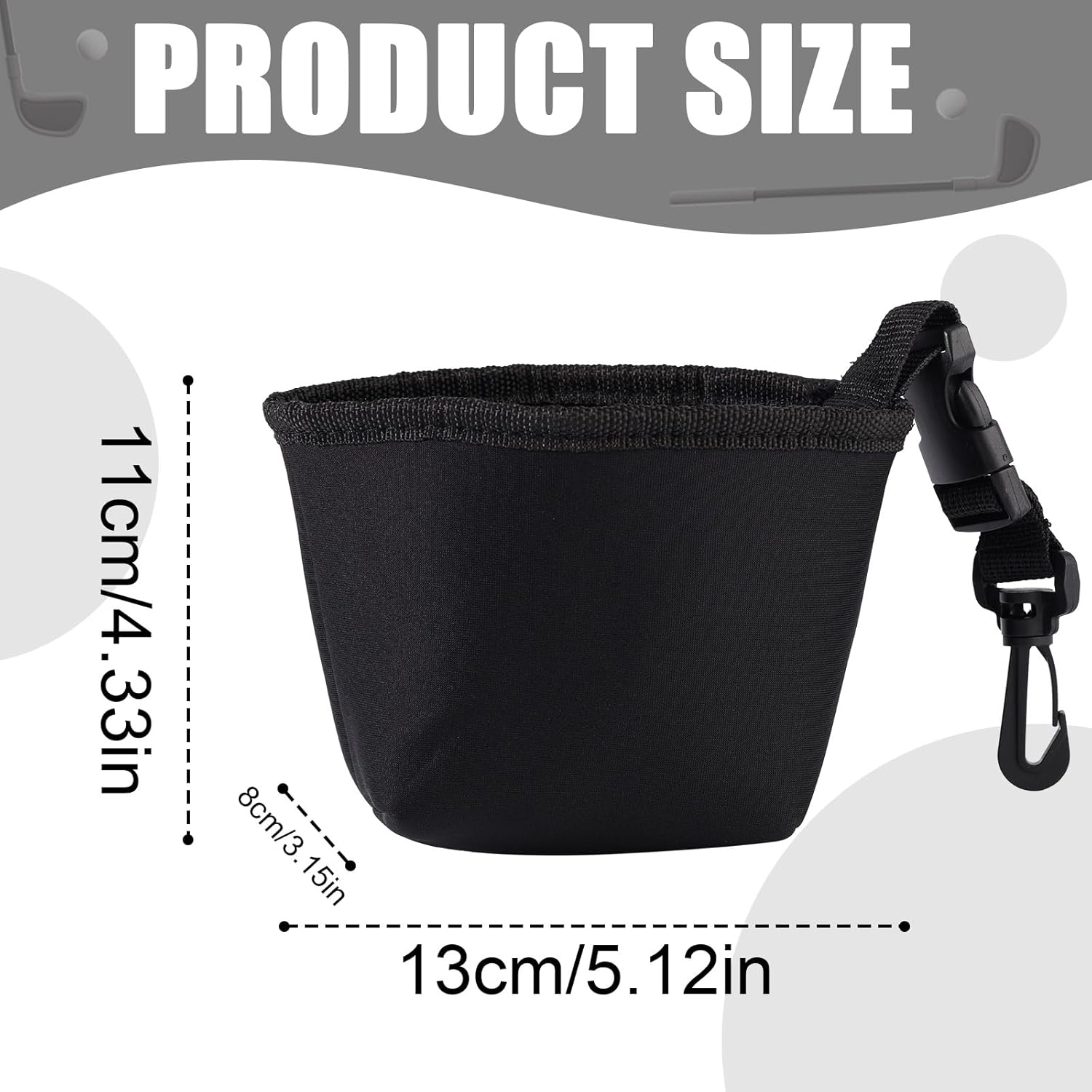 Lyreh Golf Cleaning Bag, Portable Waterproof Liner Golf Club and Ball Cleaner with Detachable Clip Outdoor Sport Accessories for Golfers (Black) image number 3