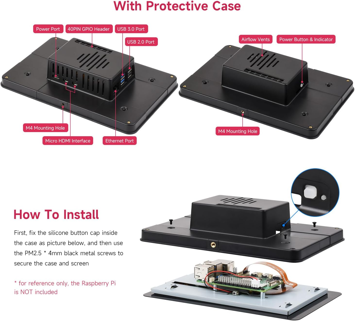 Waveshare Official 7Inch Capacitive Touch Display, Compatible with Raspberry Pi, 720 &times; 1280, IPS, DSI Interface, 5-Point Touch, Comes with Protective Case image number 2