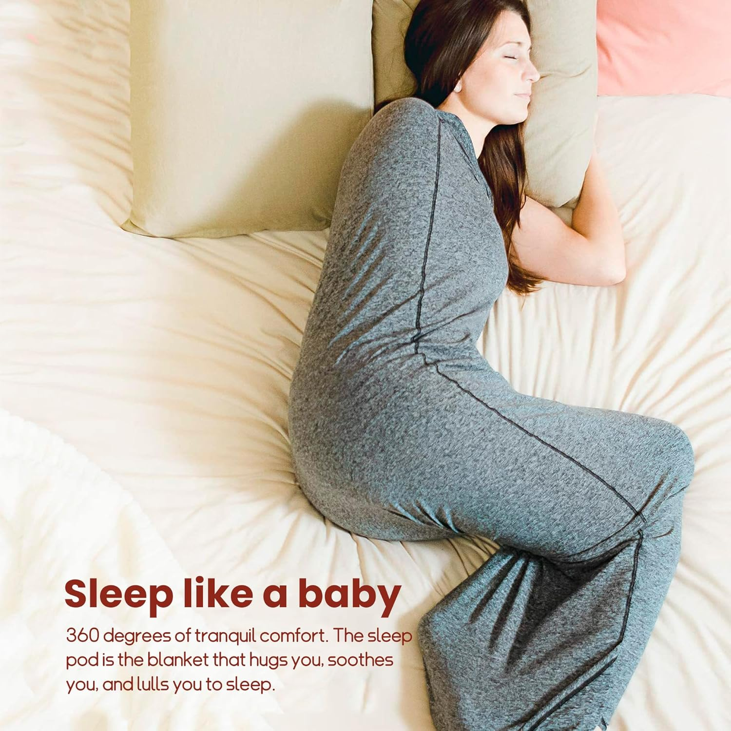 Emesak Compression Sleep Sack, Ultra-Light Wearable Blanket for Enhanced Comfort, Stress & Anxiety Relief, Lightweight Gravity Blanket for Adults - Grey image number 4