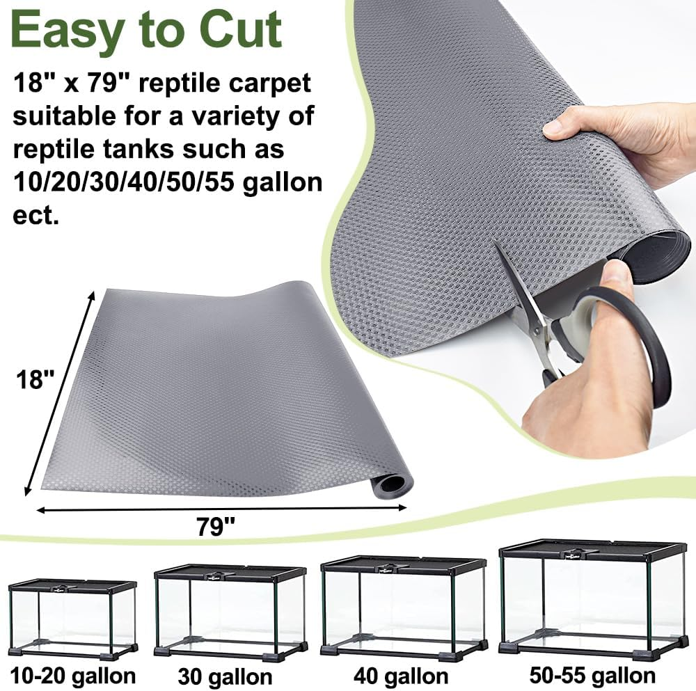 TCYPUHL Reptile Carpet, Reptile Mat, Bearded Dragon, Leopard Gecko Substrate,Bearded Dragon Tank Flooring Grey image number 6