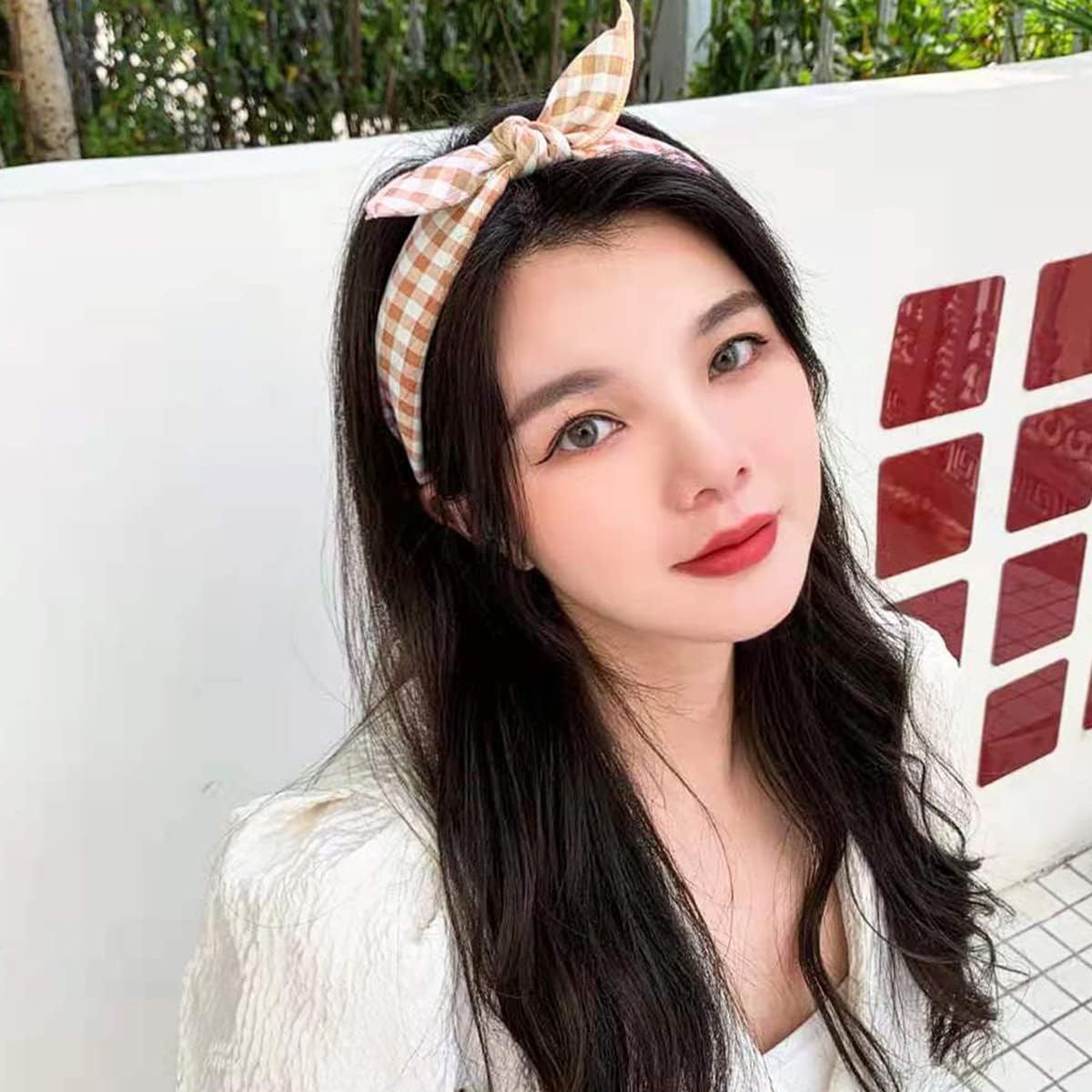 Plaid Bow Headbands for Women Christmas Bandana Headband Tartan Headband Rabbit Ear Cute Holiday Headbands Hair Accessories image number 6