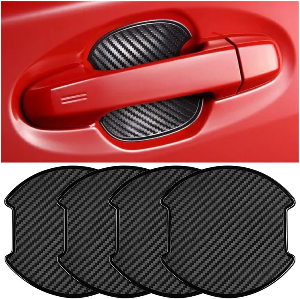 Mandark Car Door Handle Cup Scratch Protector, 4PCS 3D TPU Carbon Fiber Vehicle Door Bowl Sticker, Automotive Door Handle Paint Protective Film Cover Accessories, Universal for Most Cars (Large) image number 4
