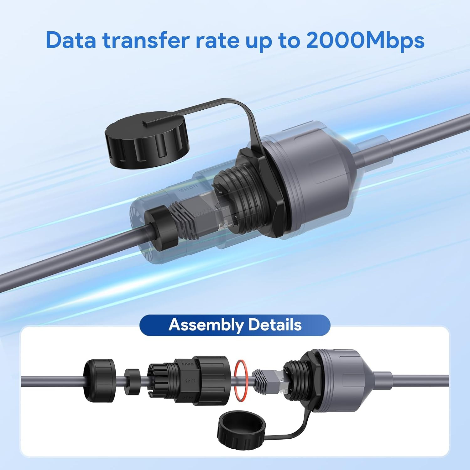 XLTTYWL Starlink Ethernet Adapter Gen 3/Mini, Waterproof Extension Repair Coupler for Starlink Gen3 Standard SPX to RJ45 Compatible with Starlink V3/Mini Dishy (1 Pack) image number 2