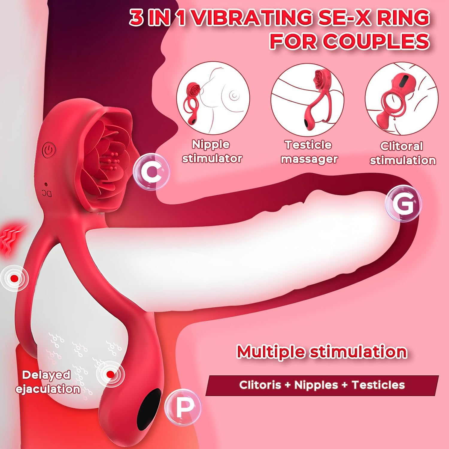 ZEZELIFE 9 Vibration Modes Vibrating Cock Ring with Clitoral Stimulation, 4 in 1 Erotic Toys for Women, Vibrating Sex Ring for Couples, Men'S Testicle Massager, Waterproof Rechargeable Sex Toys for Adults image number 1