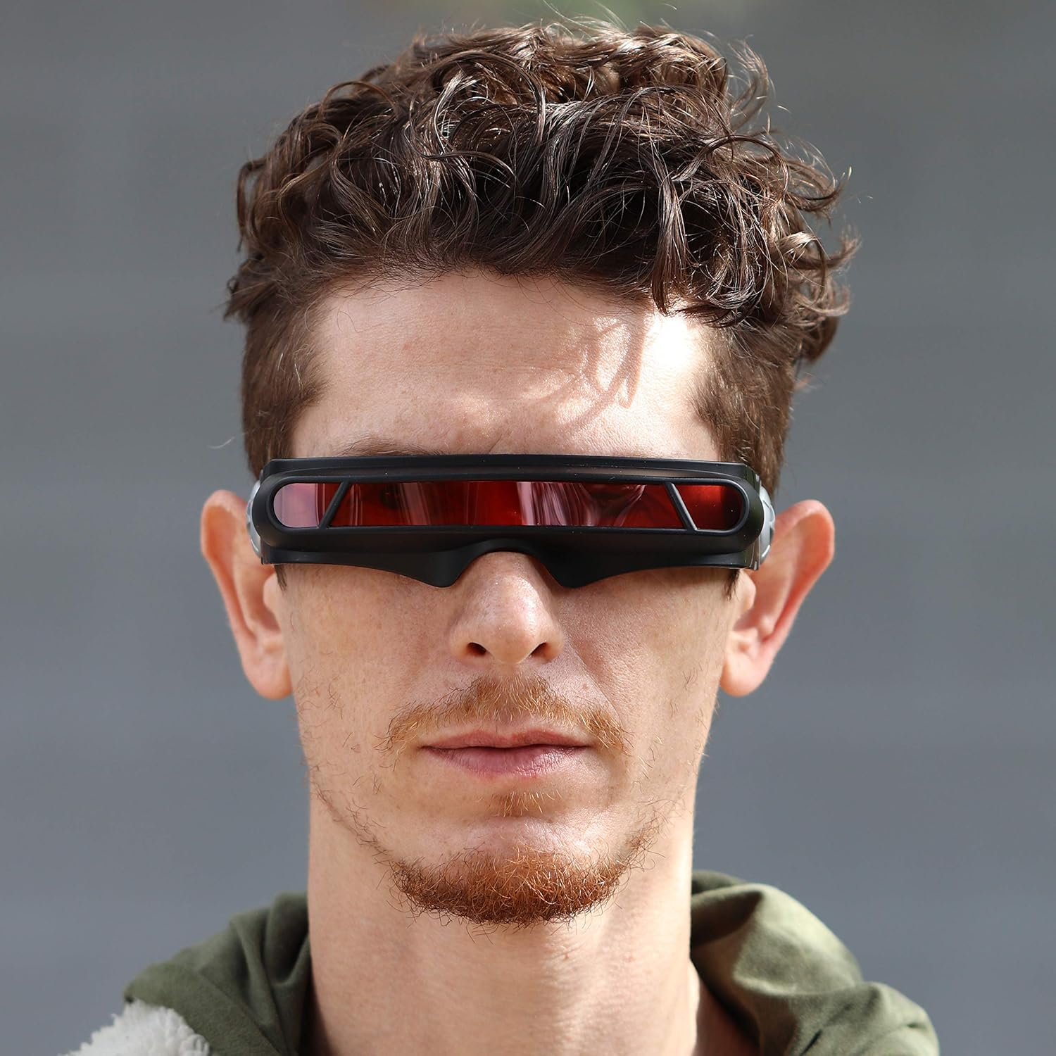 FLAWLESS EYEWEAR Futuristic Space Alien Costume Party Cyclops Shield Colored Mirror Mono Lens Wrap Sunglasses 147Mm image number 4