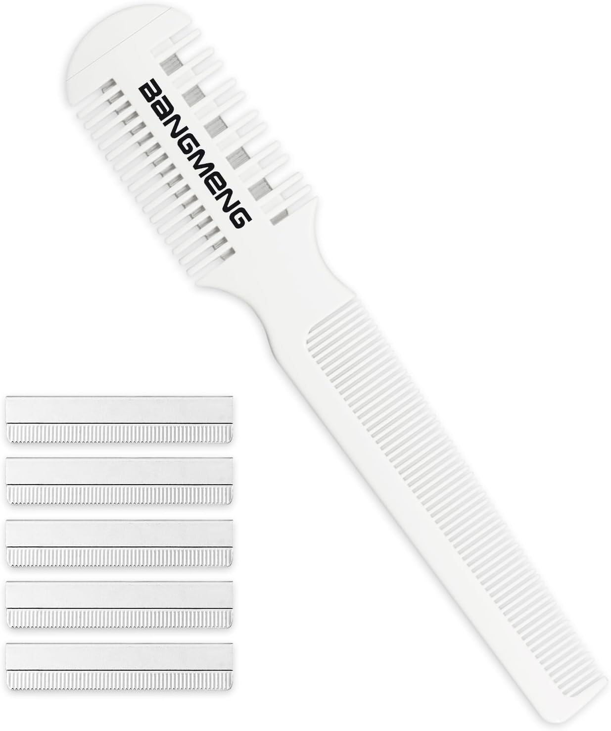 BANGMENG Hair Trimmer with Split Ends Razor - 2 Pieces for Thin & Thick Hair Cutting and Styling: Dense & Wide Teeth Combs, Double-Edge Blades image number 5