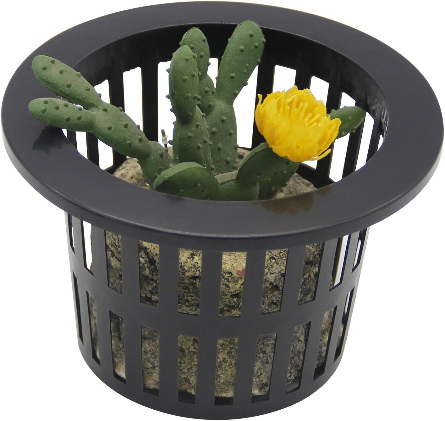 Coolrunner 25 Pack 4 Inch Garden Net Cups Pots, Plastic Plant Nursery Pots, Slotted Mesh Wide Lip round Heavy Duty Net Pot Bucket Basket for Hydroponics(Black) image number 3