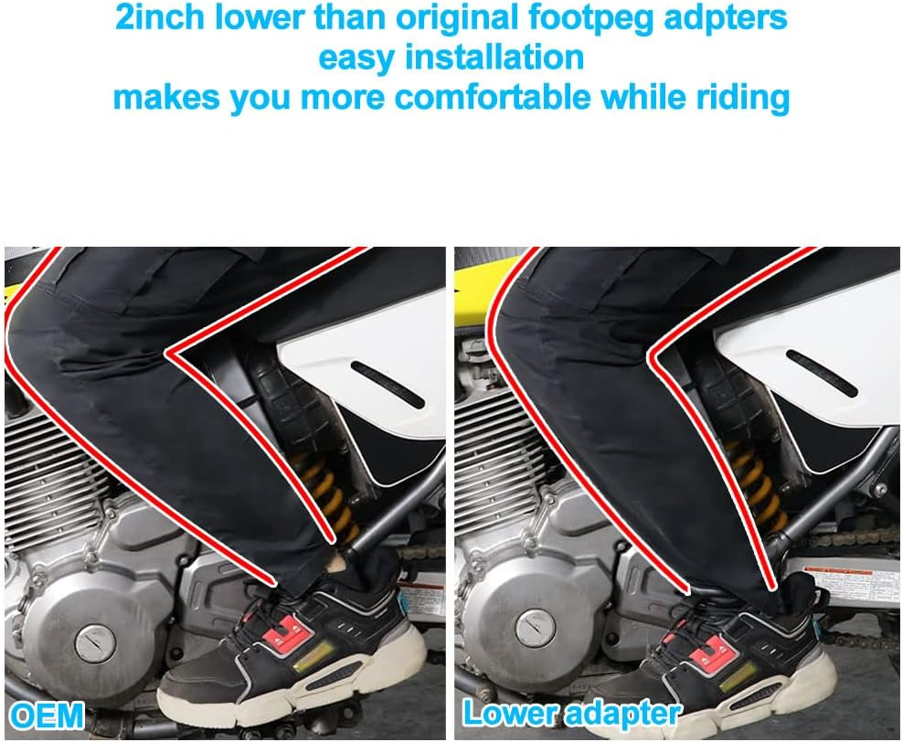 Xitomer Fit for 2025 DR650 Footpeg Lowering Mounts 2''(50Mm) Fit for DR650 1996-2024 Foot Peg and Control Lowering Kit (Matte Black) image number 6