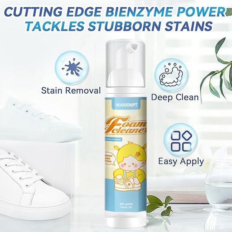 White Shoe Cleaner, 6.76 Oz Shoe Cleaning Set with Brush and Towel for Knit, Canvas and PU, Sneaker Cleaner for Tennis Shoe Cleaner (2 Bottles) image number 1