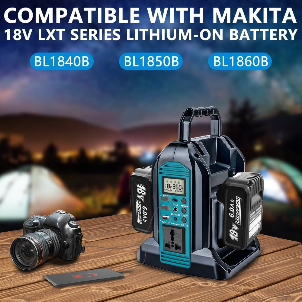 350W 2 Ports Pure Sine Wave Power Inverter, DC 18V to 230V-240V AC Supply, Compatible with Makita 18V Batteries (Battery Not Included) | Portable Outdoor Power Converter image number 5