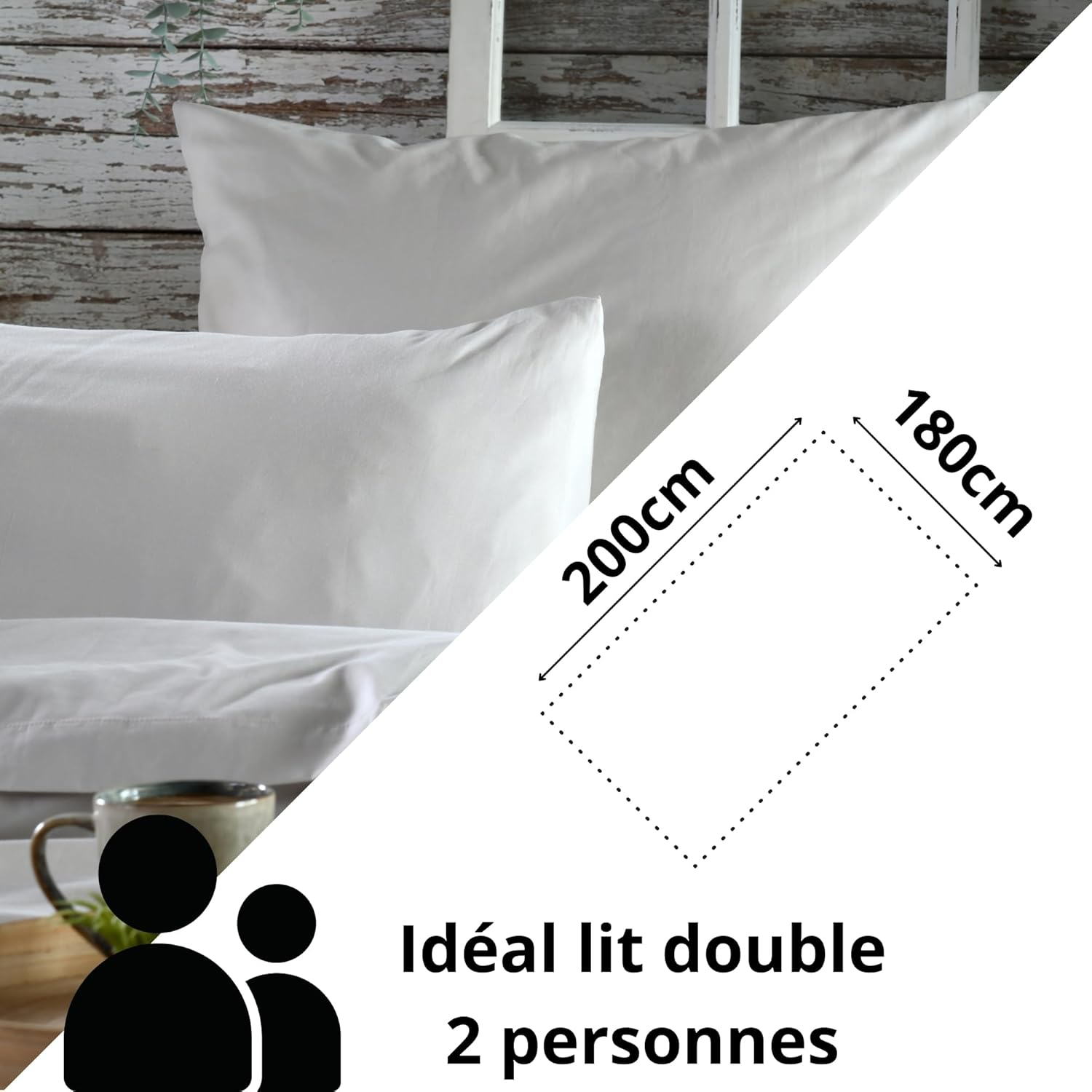 STOF - Fitted Sheet - Size 180 X 200 Cm - 100% Organic Cotton - Quality - Oeko-Tex Certified - Colour Blue - Horizon Model - Bed Linen for Home - Soft and Comfortable image number 1