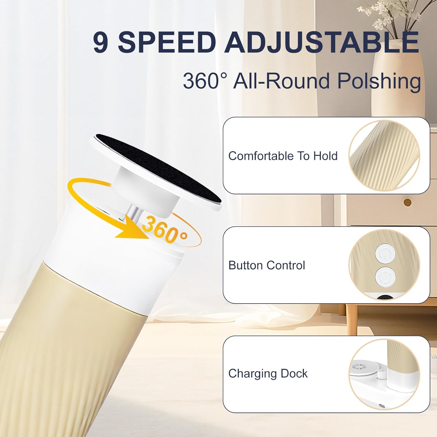 Electric Foot Callus Remover, Professional Pedicure Kit with 9 Speed, LCD Display, Reversal, Gear Memory & Charging Dock, Rechargeable Foot File Grinder for Feet Dry Dead Skin image number 2