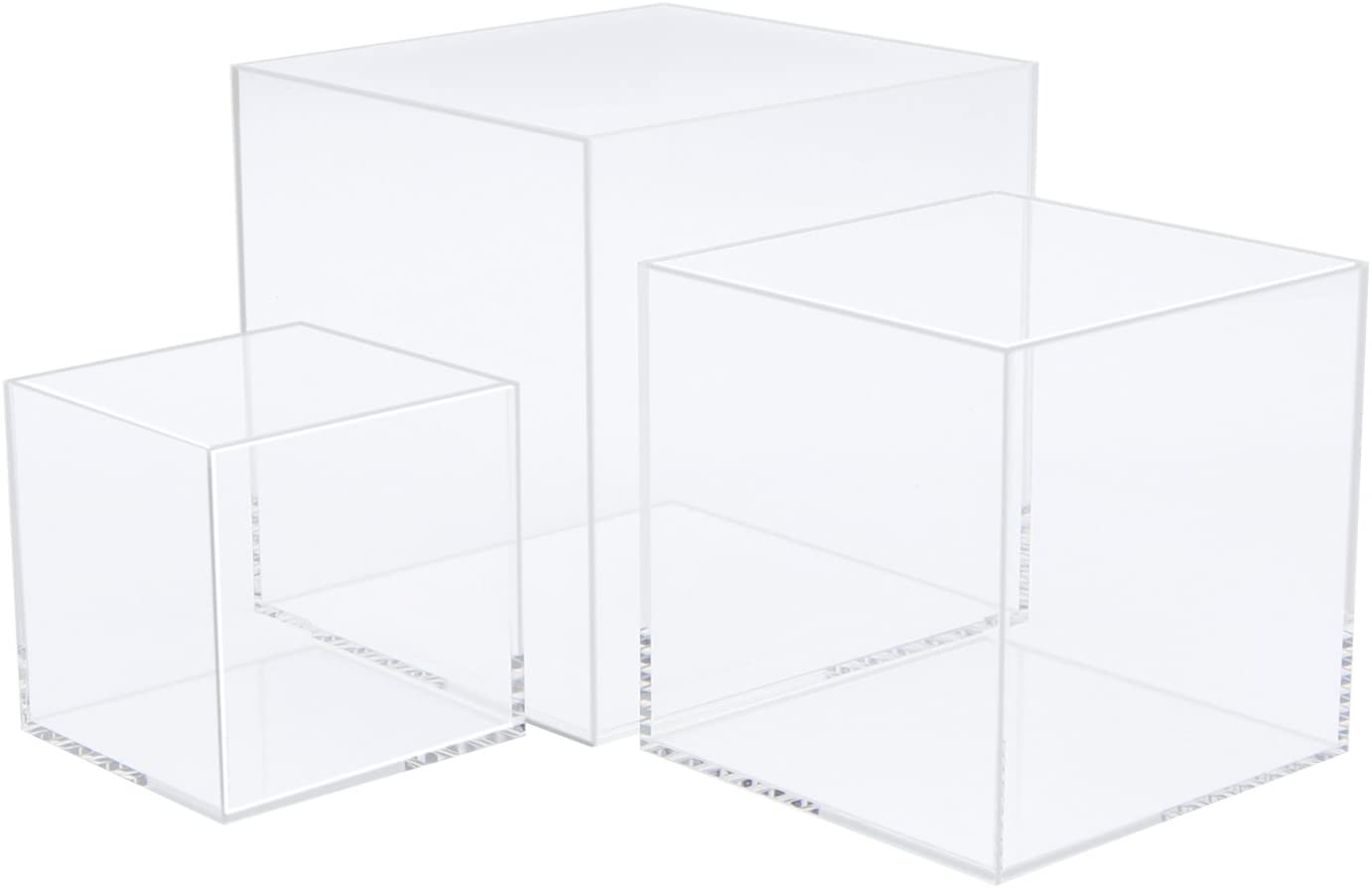 CRUODA Acrylic Display Case,3X3X3&4X4X4&5X5X5 Inches, 3Pc, Display Box, Museum Box Case, Jewelry Book Showcase, Acrylic, Clear, 5 Sided Acrylic Cube image number 3