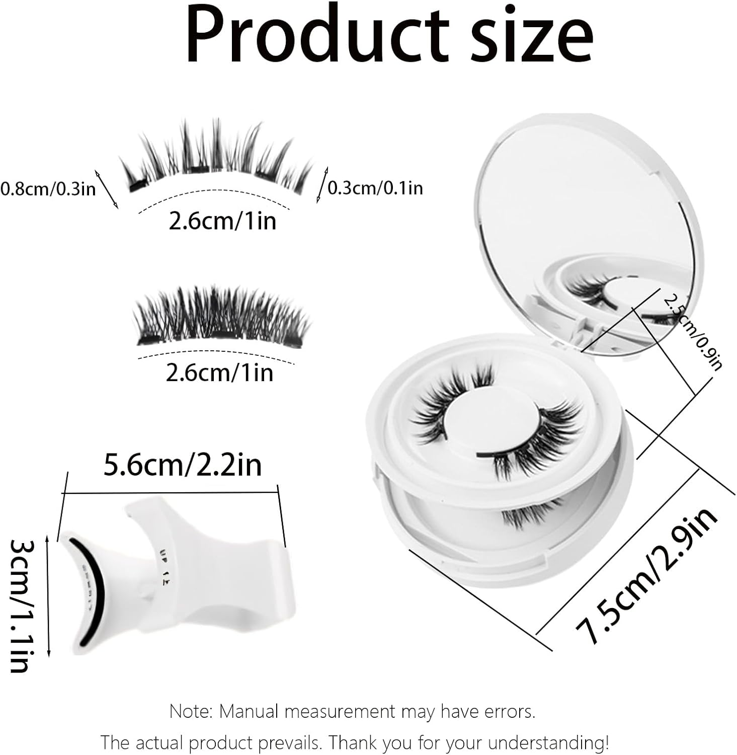 SSKHE Natural Magnetic-Eyelashes Kit with Applicator,2 Pairs Reusable Lashes Kit with Applicator,Easy to Wear and Remove,No Glue Needed image number 6