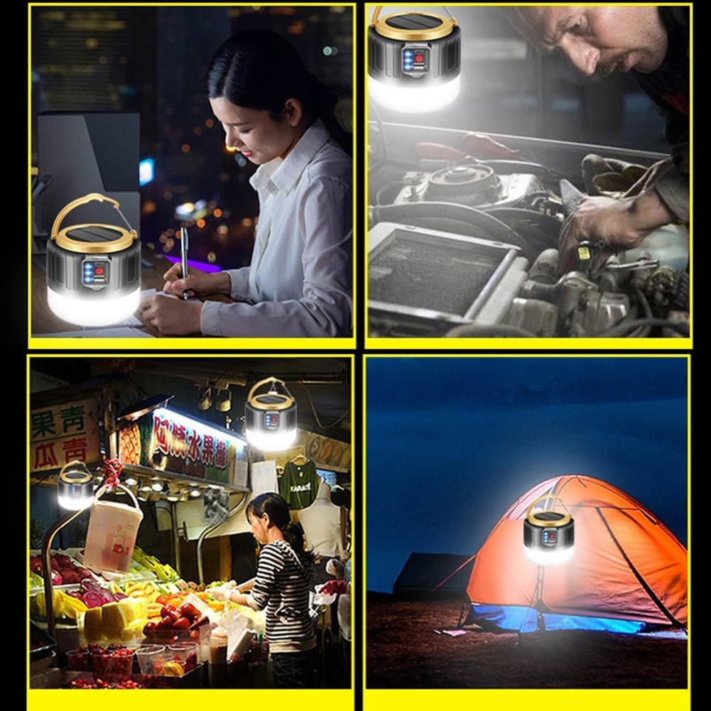 DUUKOA Solar LED Camping Light Rechargeable Camping Lantern Tent Light Emergency 3 Light Modes, Waterproof