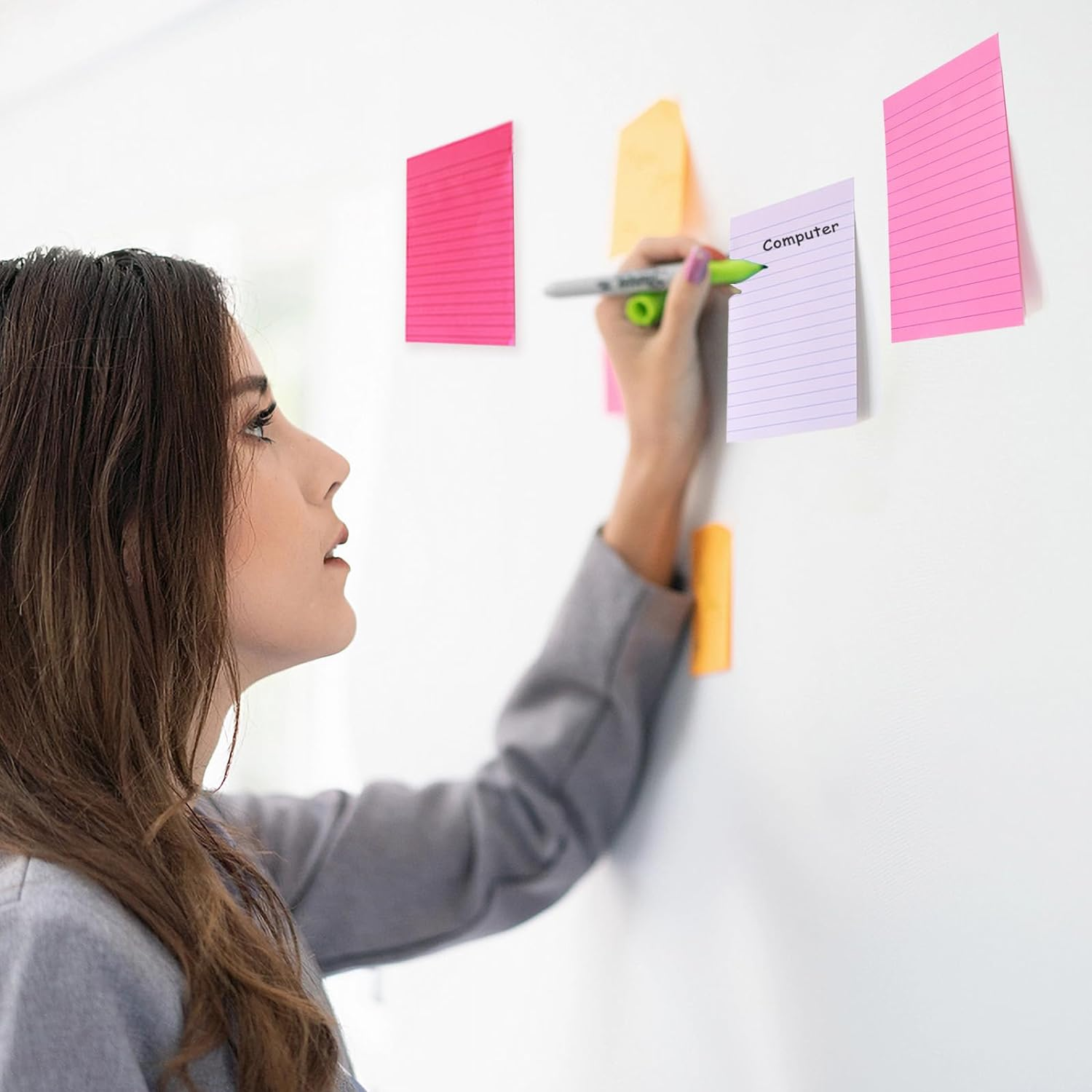 9 Pack Lined Sticky Notes 4X6 in Post Sticky Notes with Lines, Large Ruled Post Sticky Colorful Super Sticking Power Memo Pads Strong Adhesive (Pink Themed) image number 2