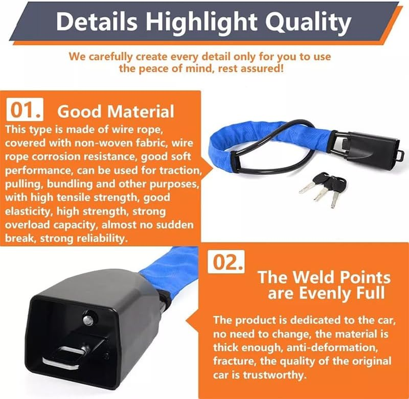 AIMALL Universal Car Steering Wheel Lock, Brightly Coloured Waterproof Cover with Seat Belt Buckle and Steel Cable Rope, Anti-Theft Handle Lock - Red image number 5