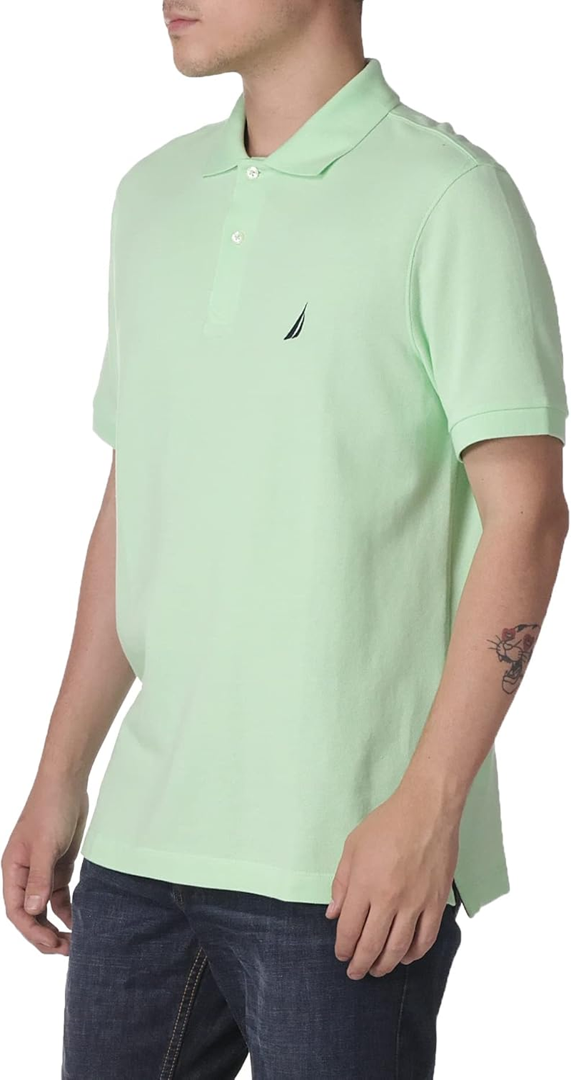 NAUTICA Men'S Short Sleeve Solid Cotton Pique Polo Shirt, Ash Green Solid, Small US image number 4